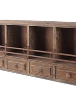 North American Country Home *9x15x33" Wdn Antique Wall Shelf with Drawers-NACH