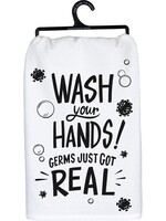 Primitives by Kathy *White/Black Wash Your Hands Dish Towel-Candym