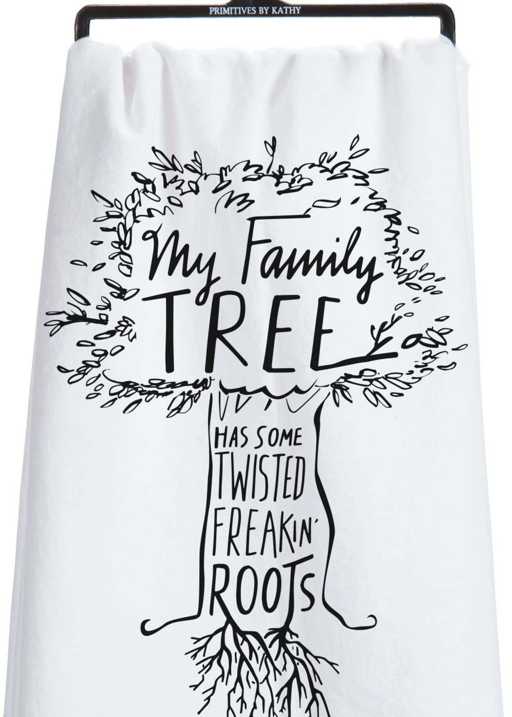 Primitives by Kathy *White/Black Family Tree Dish Towel-Candym