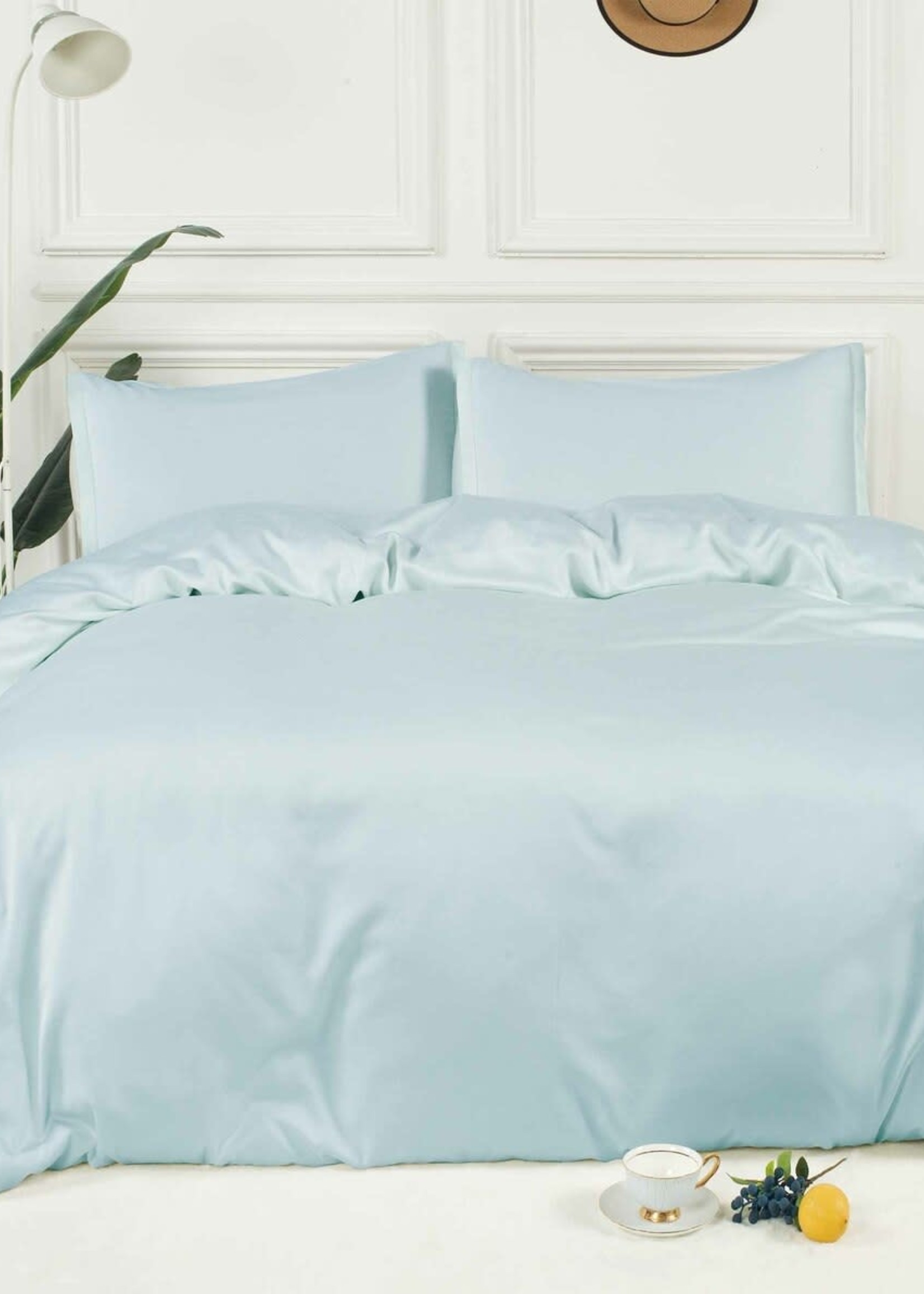 *Kg Light Blue Bamboo Duvet Cover Set-Fabstyles