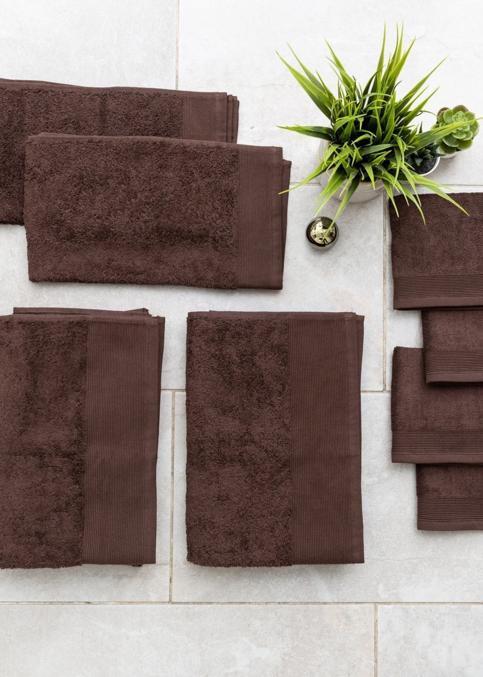 *Brown Bath Towel w/Solid Stripe-Fabstyles