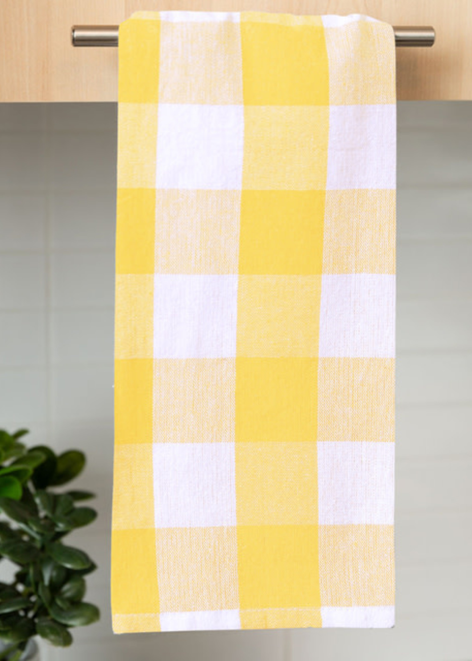 *Yellow Country Check Tea Towel-Fabstyles