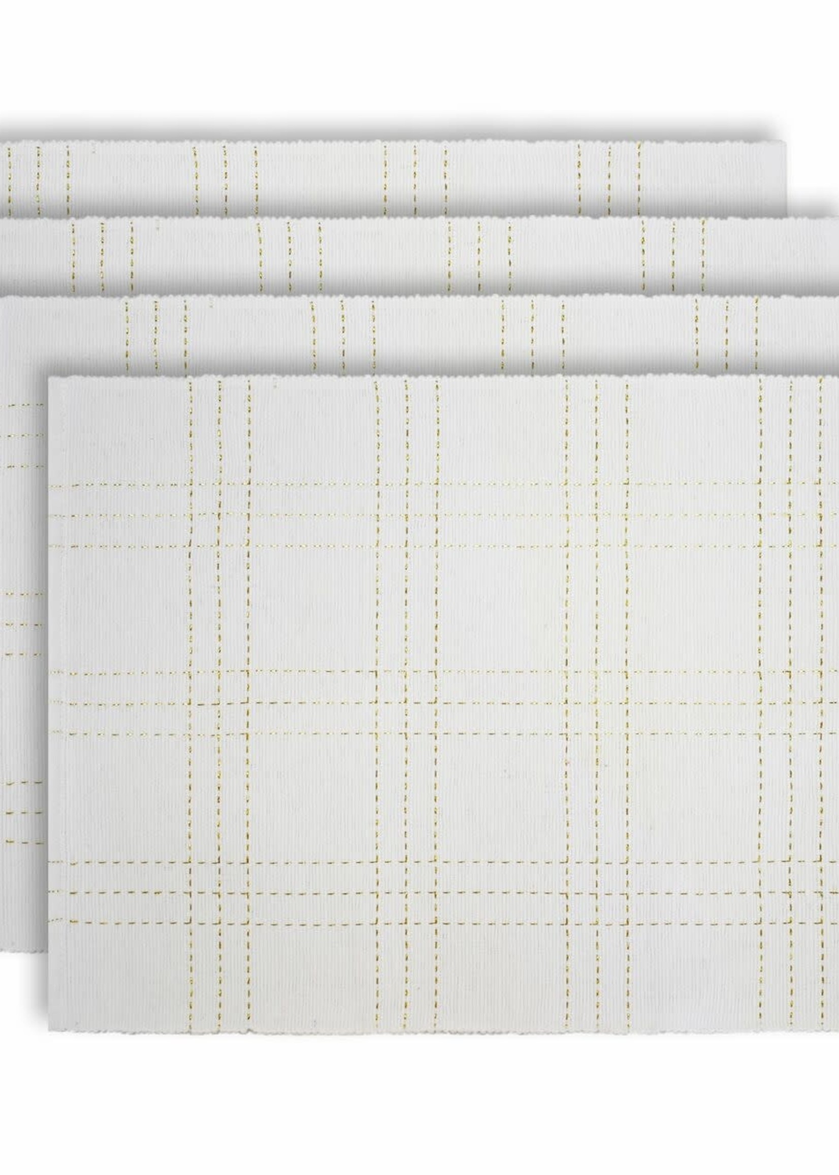 *s/4 White/Gold Winter Plaid Placemats-Fabstyles