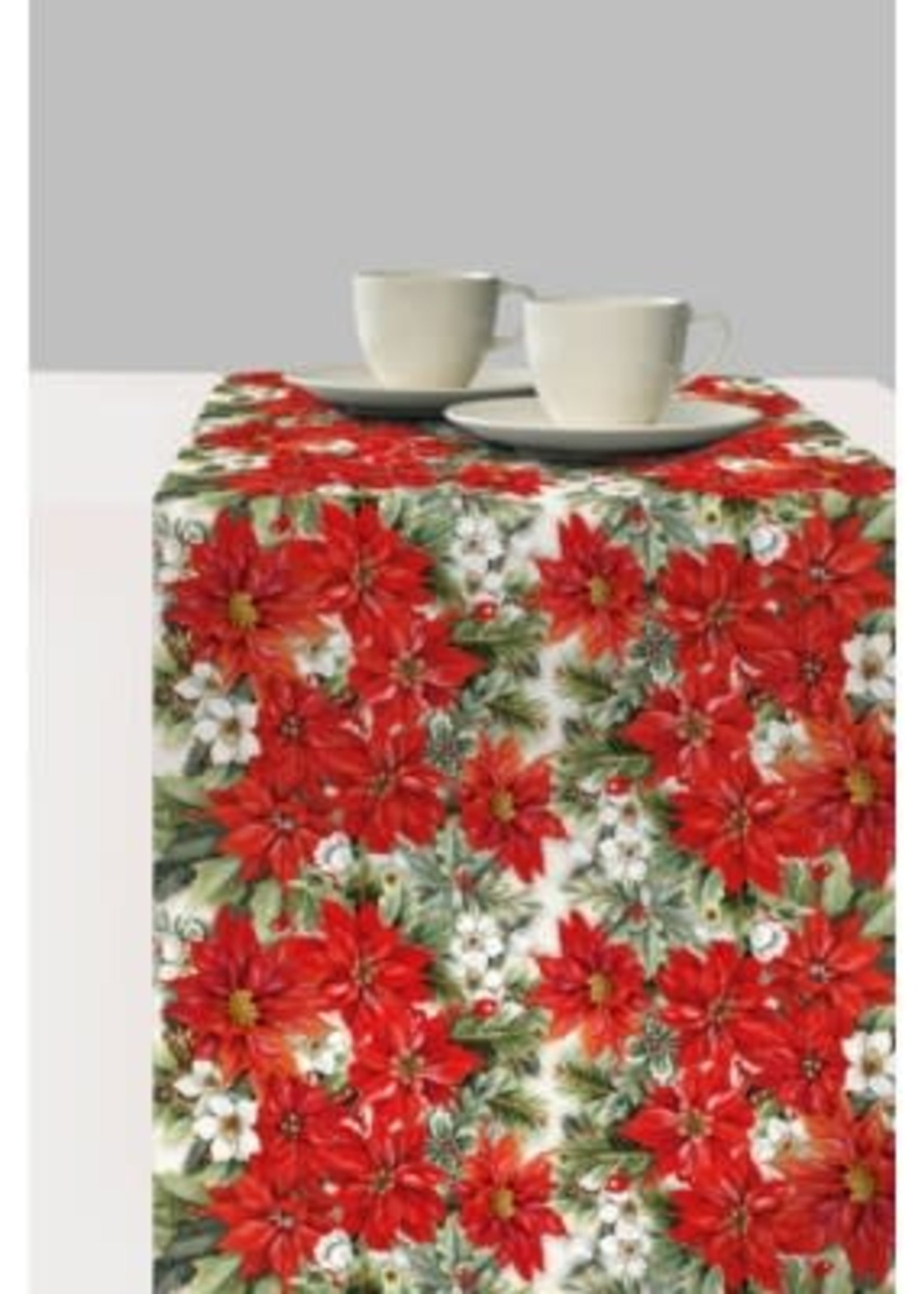 *15x240" Poinsettia All Over Paper Table Runner-Elegant