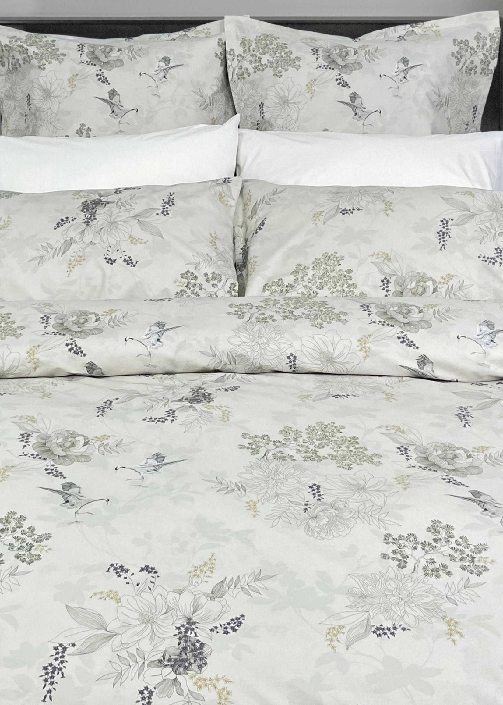 Cuddle Down *Qn Tan Floral w/Birds Sarus Duvet Cover-Cuddle Down