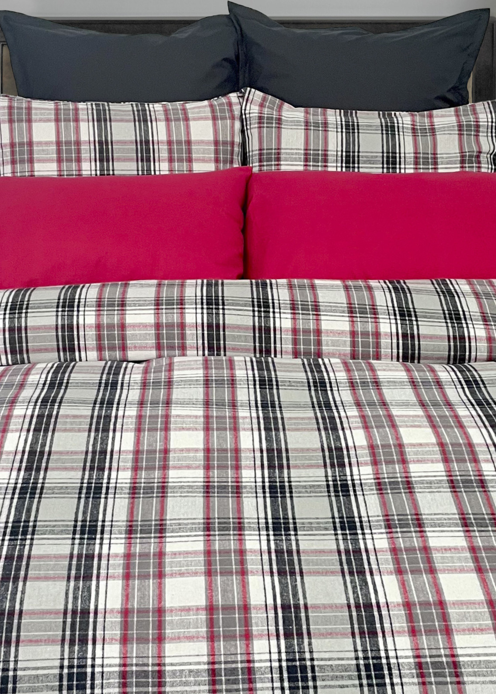 Cuddle Down *Qn Grey/Red Spencer Flannel Duvet Set-Cuddle Down