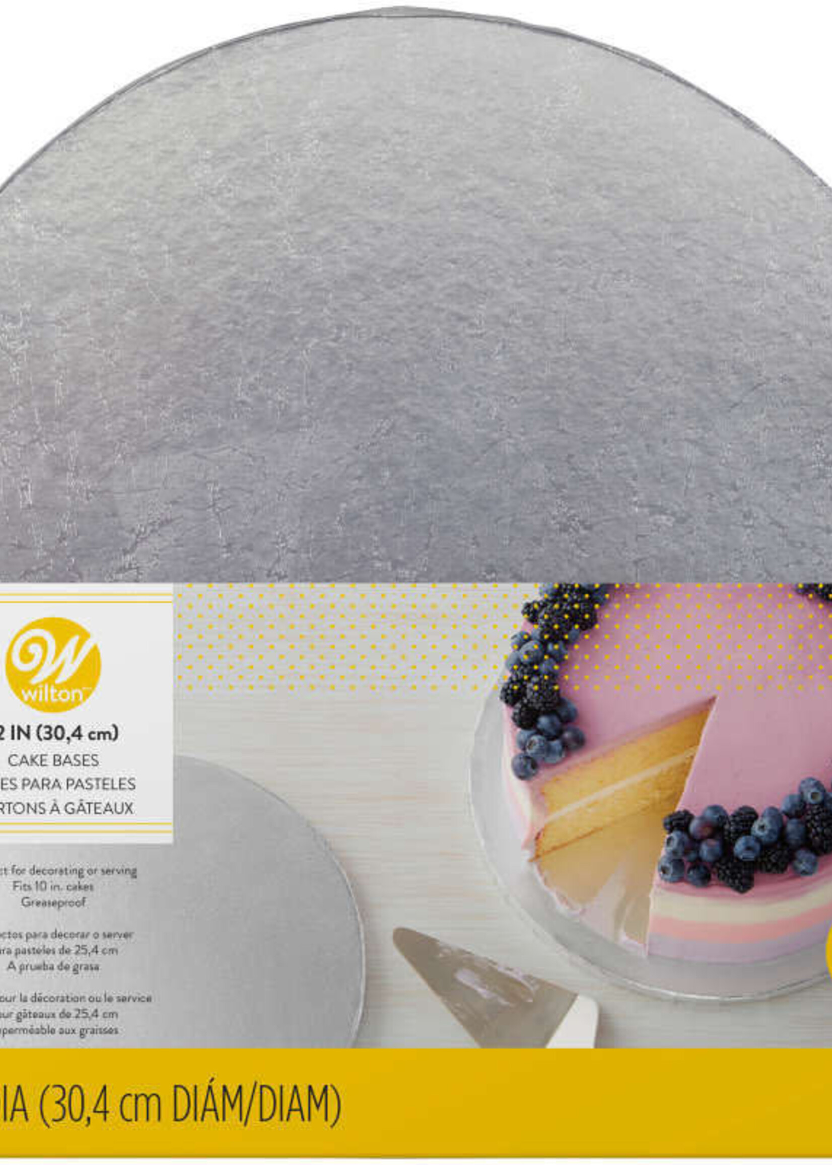 *12" Round Silver Cake Drum-Wilton