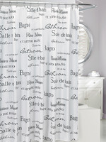Moda *Black/White Bath Says Shower Curtain-Moda