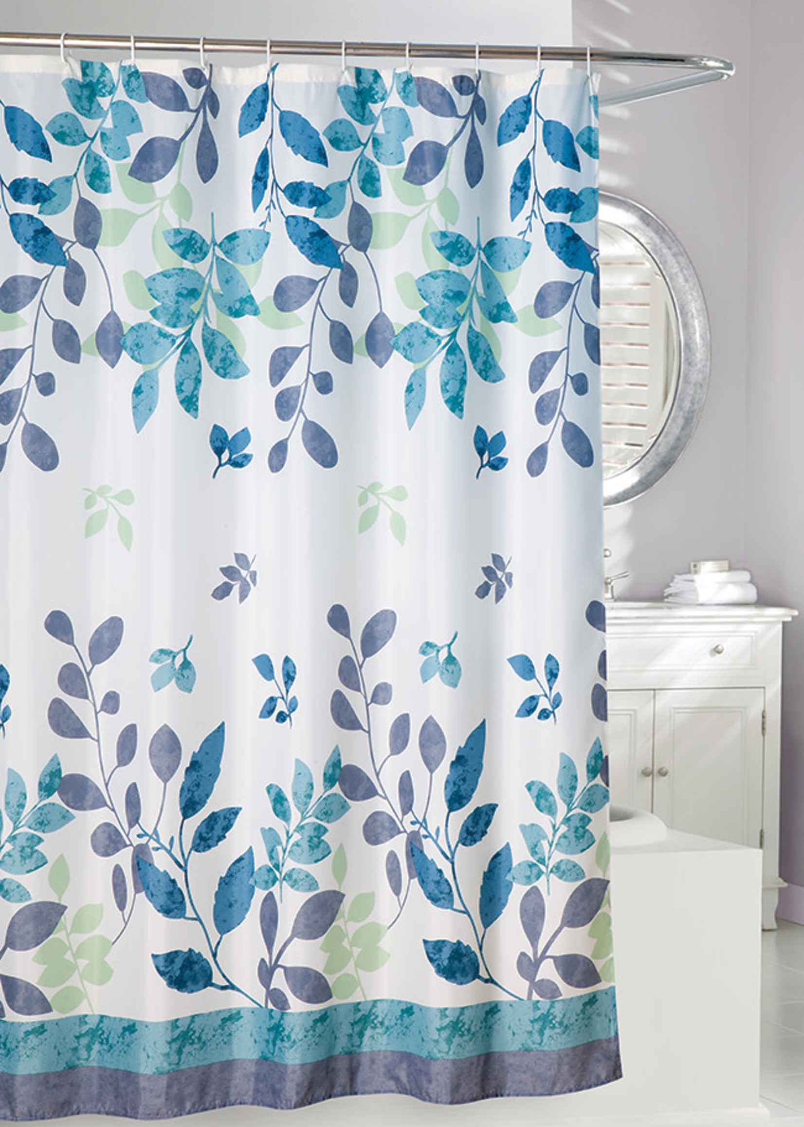 Moda *Teal/Green Patience Fabric Shower Curtain-Moda*