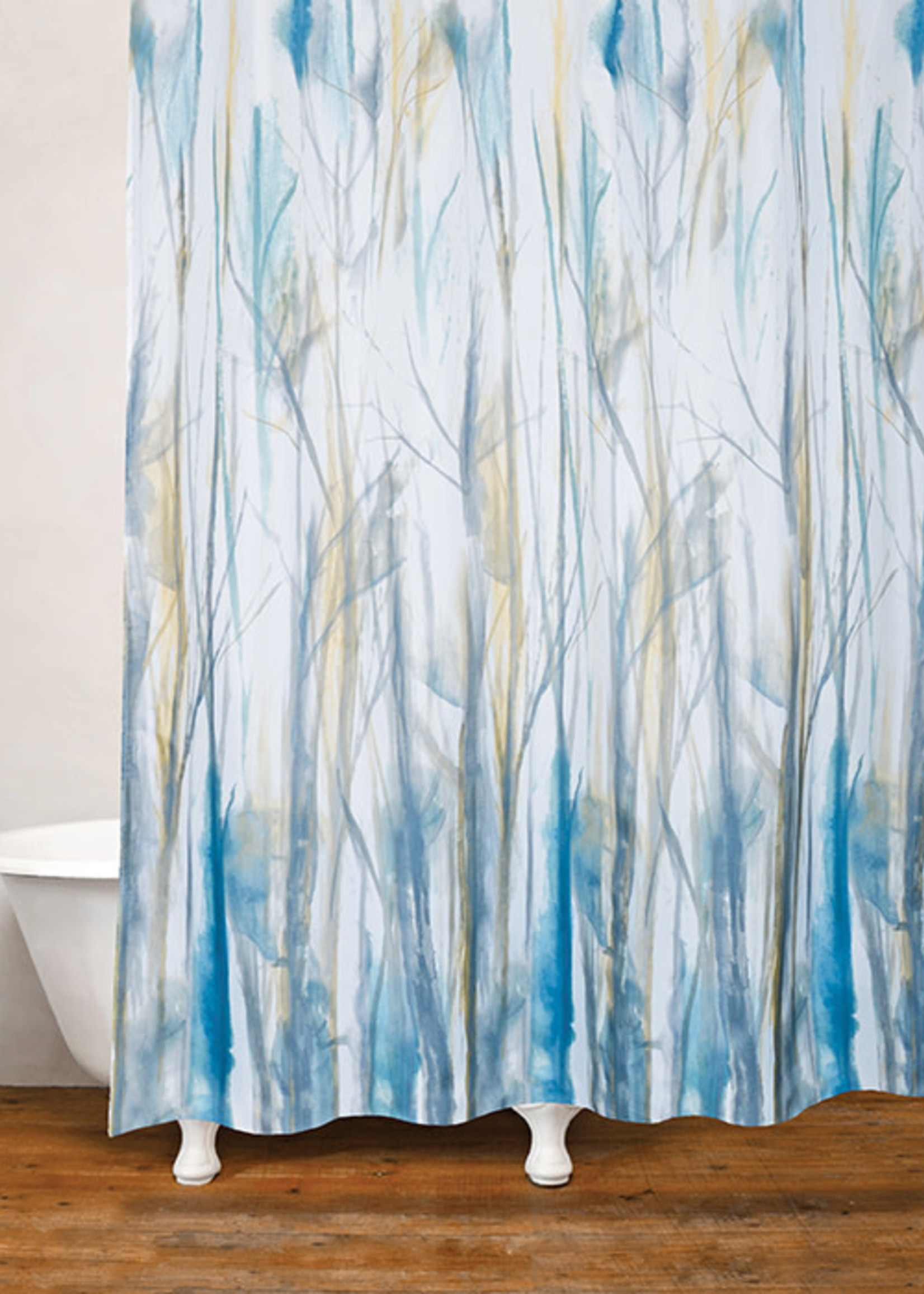 Moda *Blue/Green Tall Grass Windswept Shower Curtain-Moda