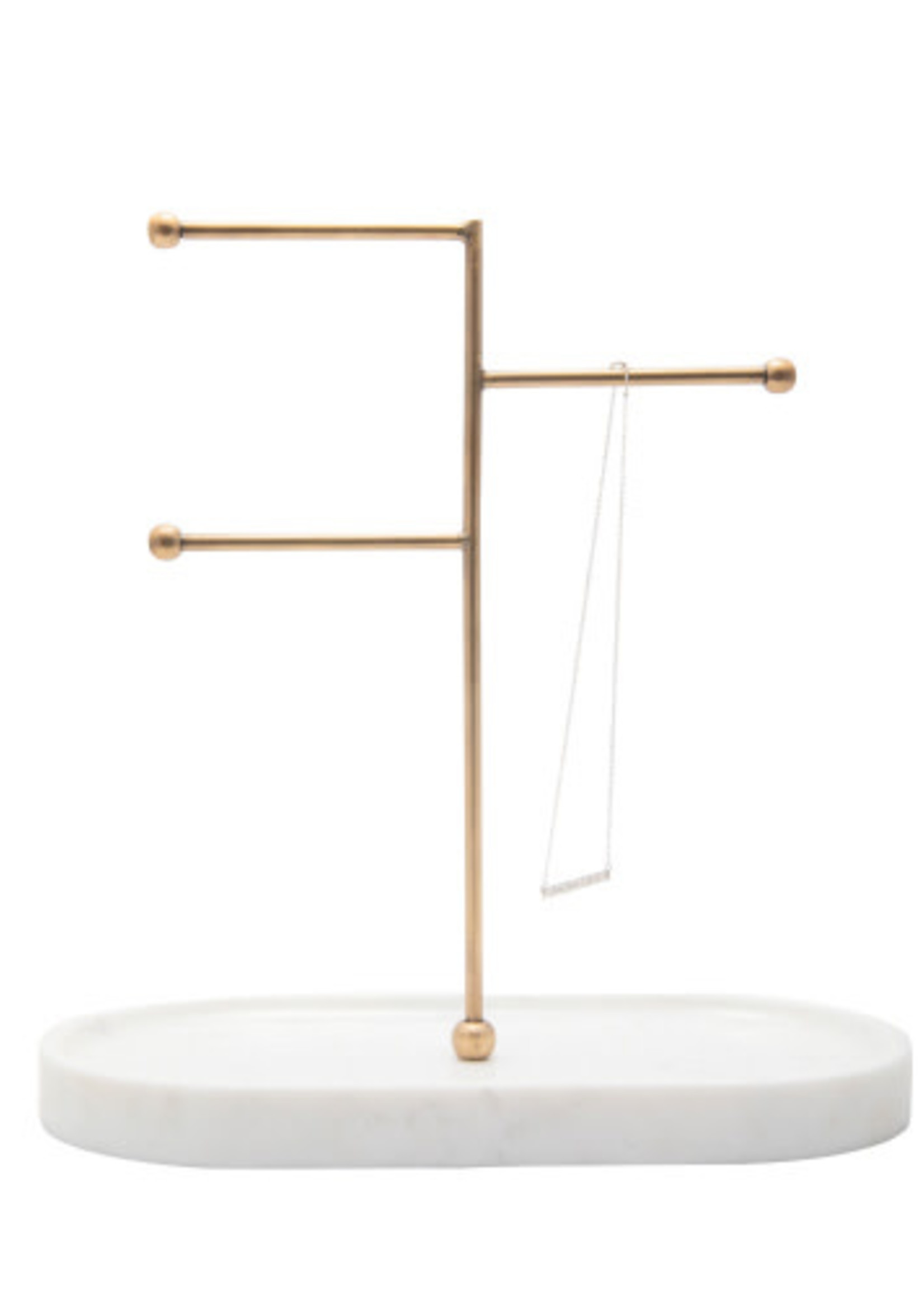 BIDK Home *Marble and Antique Brass Jewelery Stand-Spruce