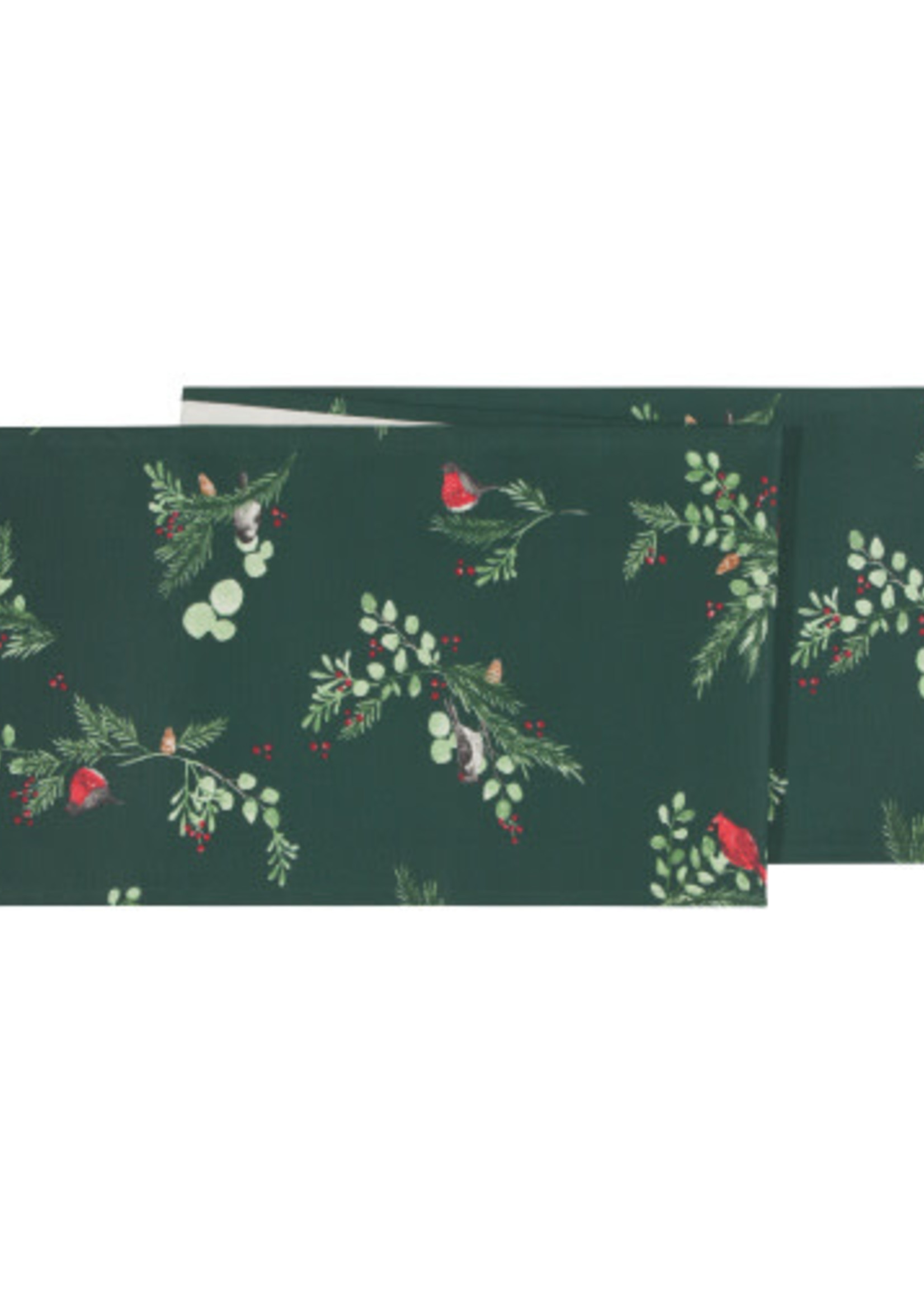 *72" Green Floral Birds Table Runner-Danica