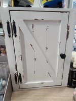 *13x16" Distressed White Cabinet 2/Black Hardware-Splash