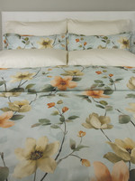 Cuddle Down *s/2 Kg Orange/Green Magnolia Pillow Cases-Cuddle Down