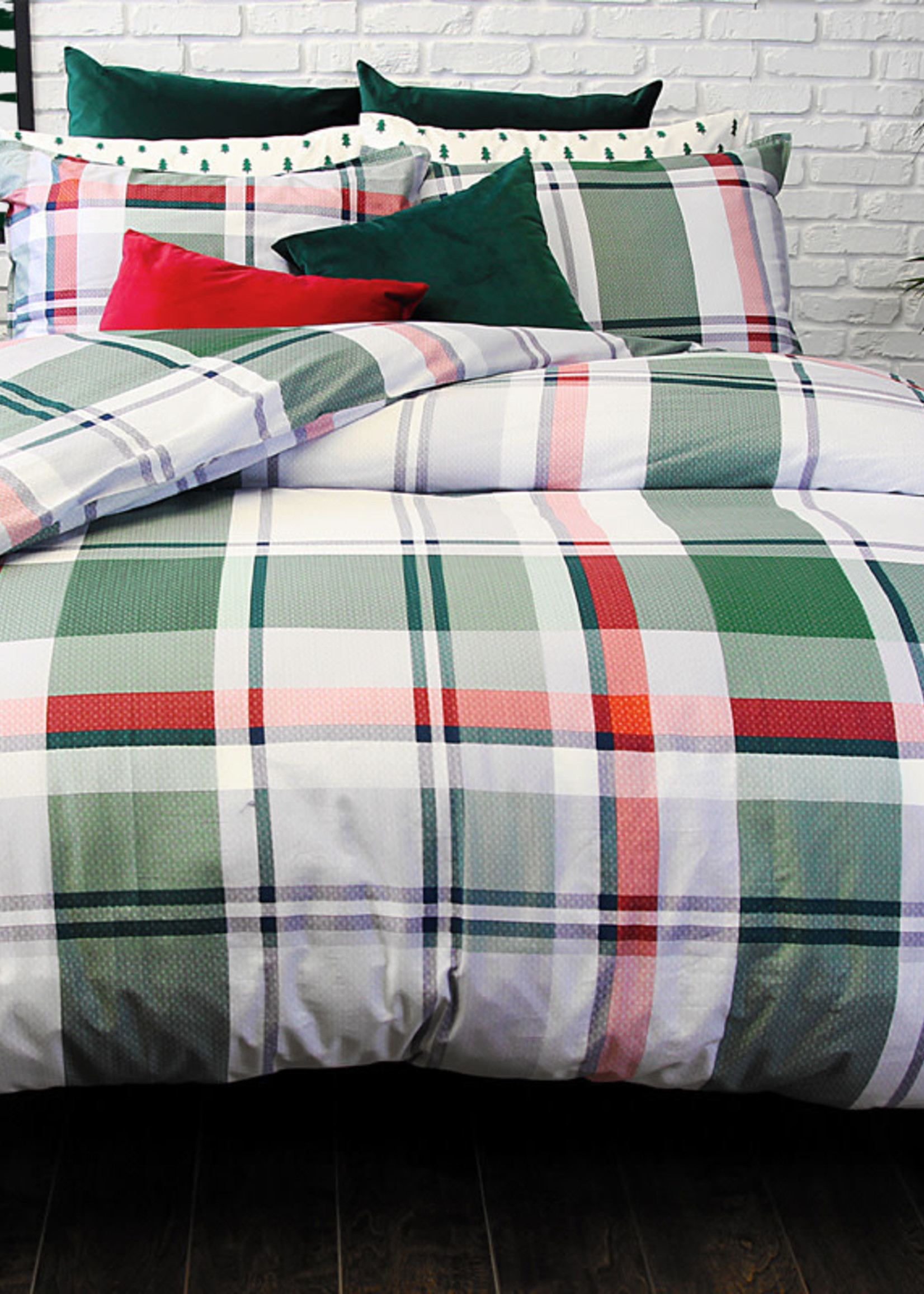 Alamode Home *Twn Grey/Green Plaid Turner Duvet Cover w/Sham-RJS*