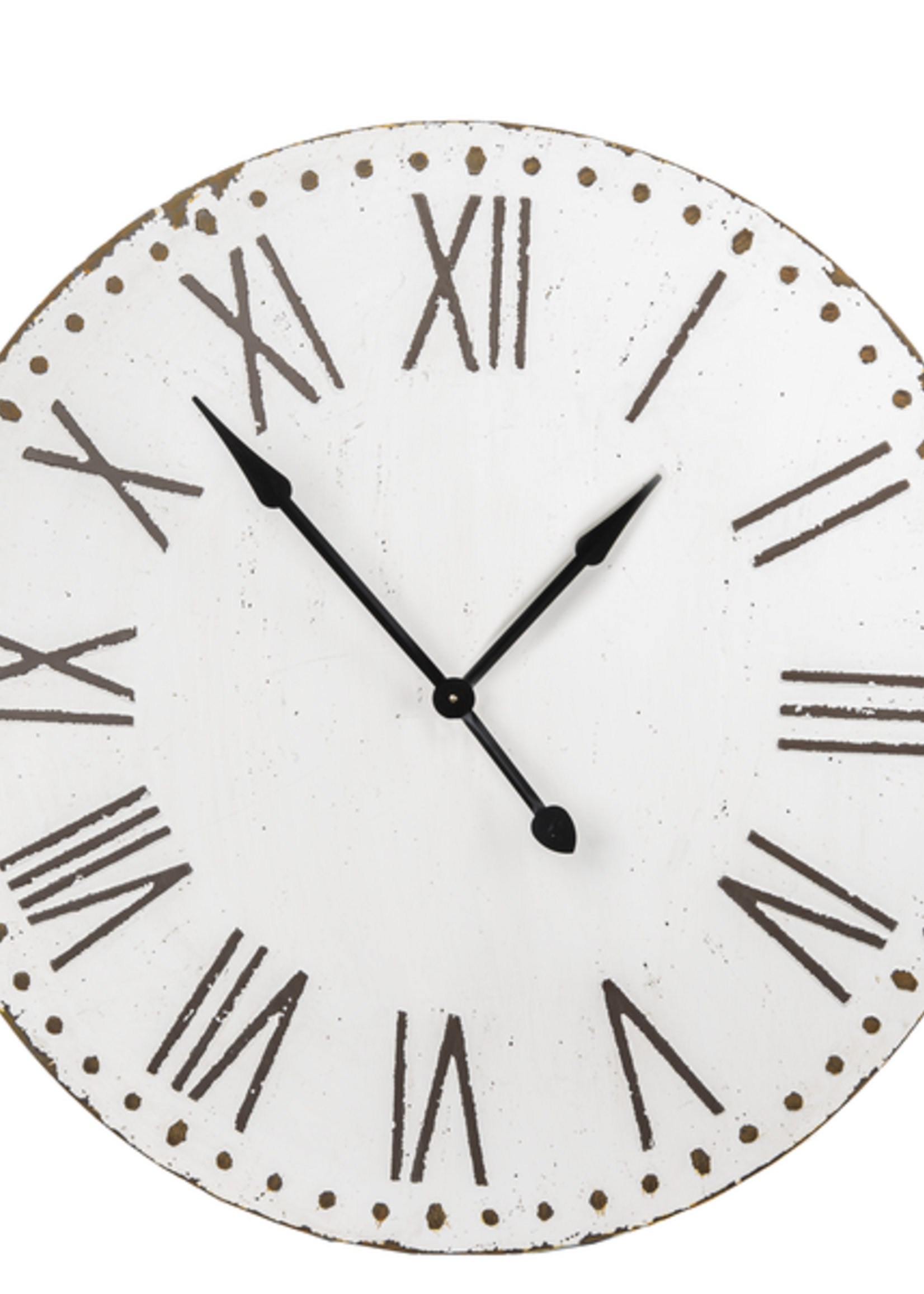 Ganz *37" Ivory Enamel Distressed Wall Clock-Ganz