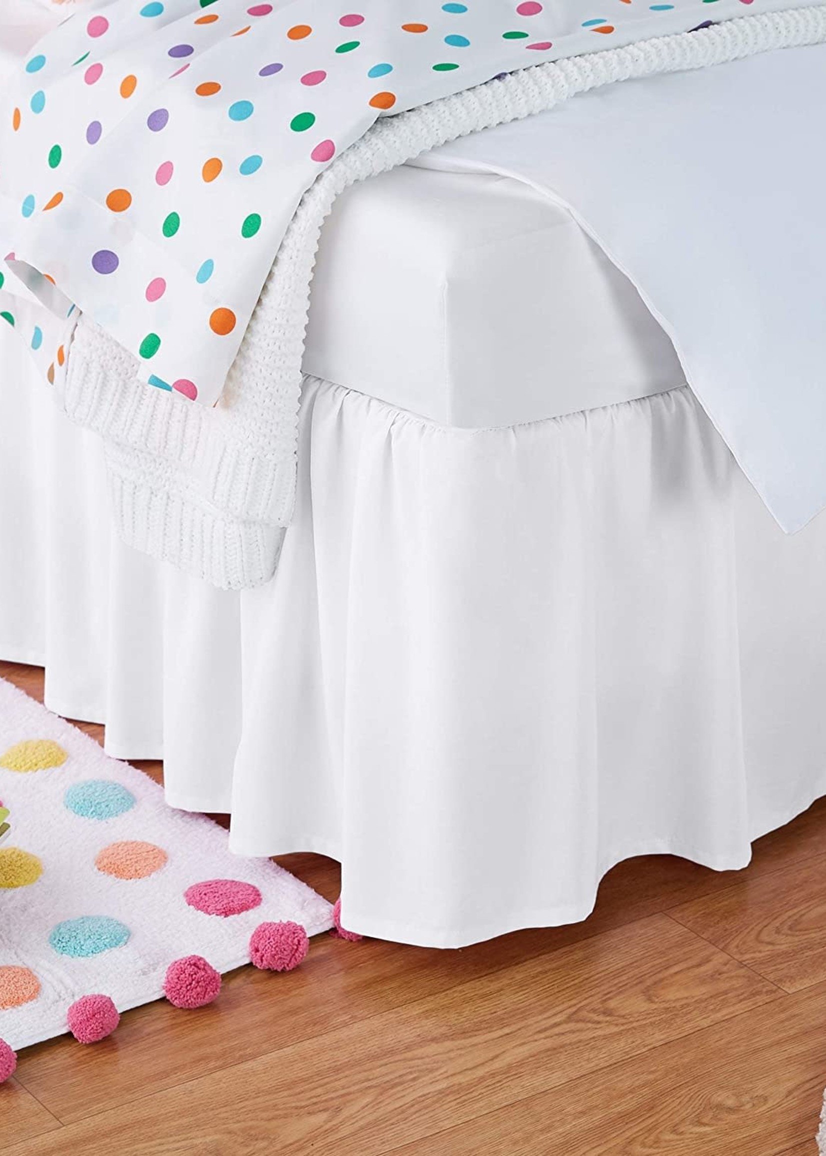 *White Twin/Full Ruffle Bed Skirt-AMZ