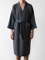 Linen Tales *Xlg Dark Grey Linen Bathrobe-Spruce