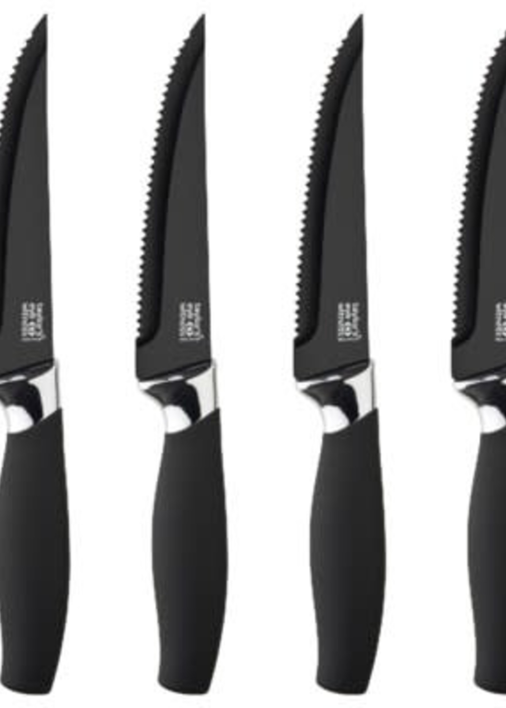 Taylor's Eye Witness *4pc Brooklyn Black Handle Steak Knife Set-David Shaw