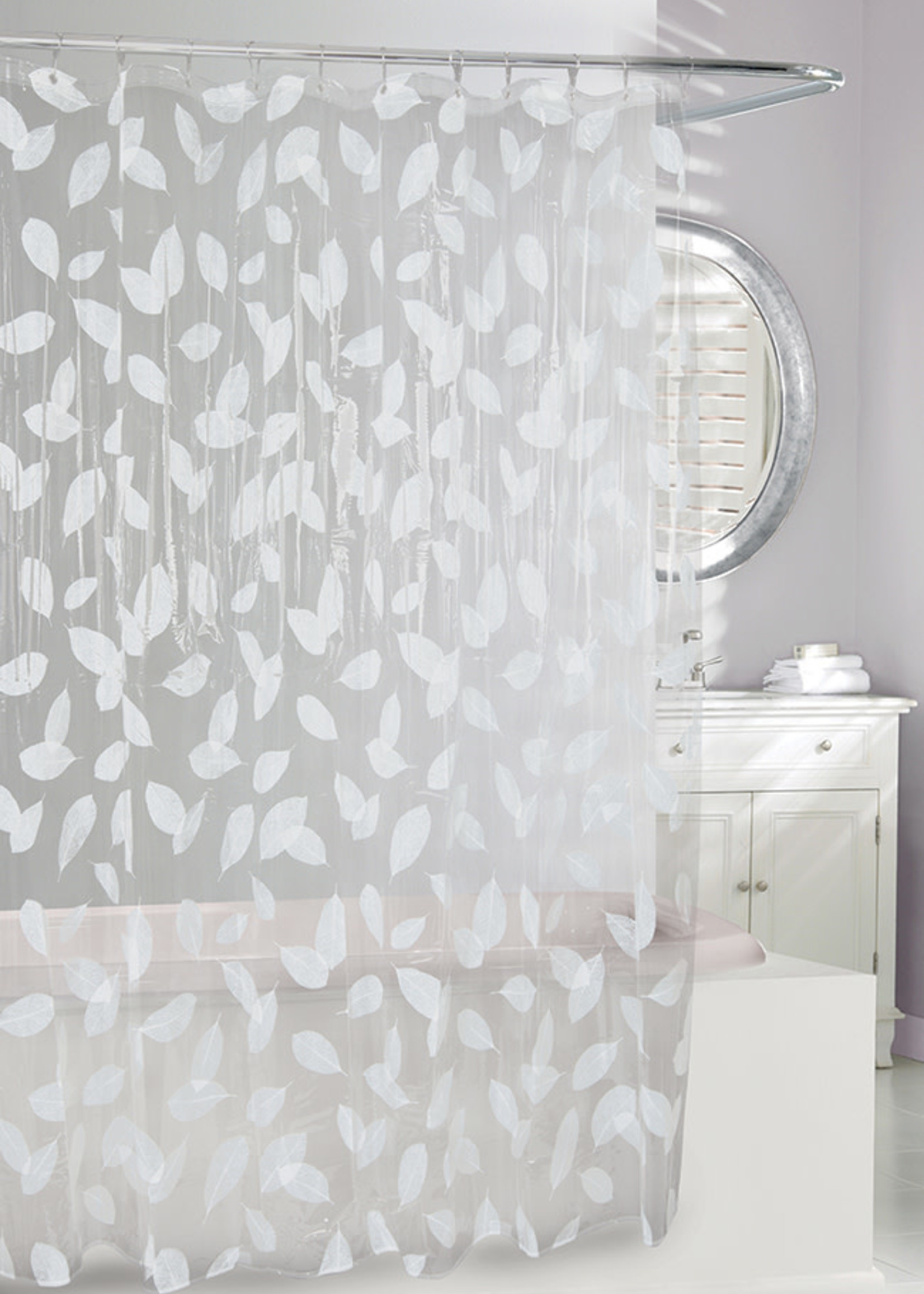 Moda@Home *White Harvest Leaf Vinyl Shower Curtain-Moda