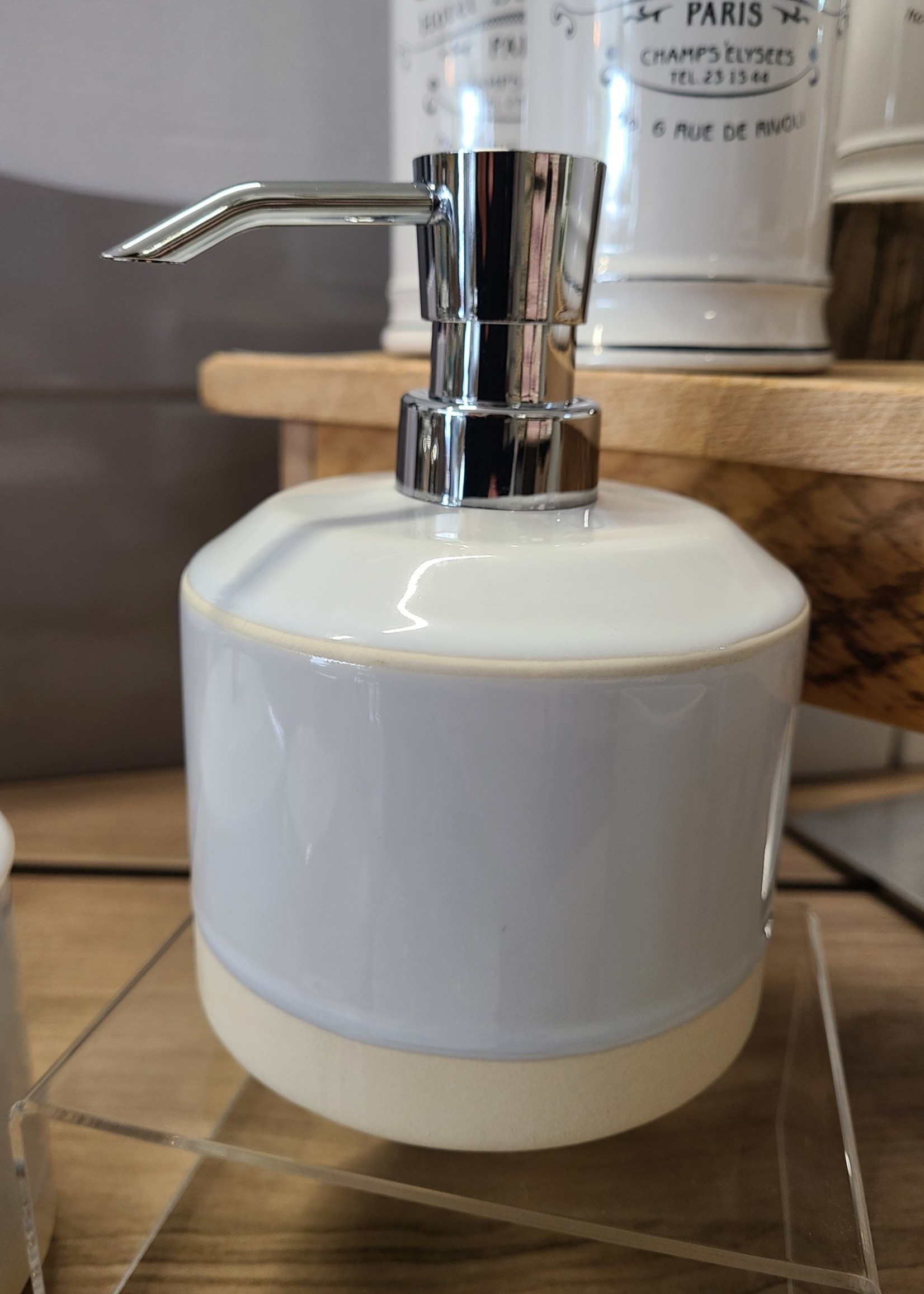 Moda@Home *White w/Beige Bottom Shikoku Soap/Lotion Dispenser-Moda