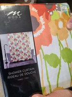 Moda@Home *Teal/Coral Matisse Fabric Shower Curtain-Moda*