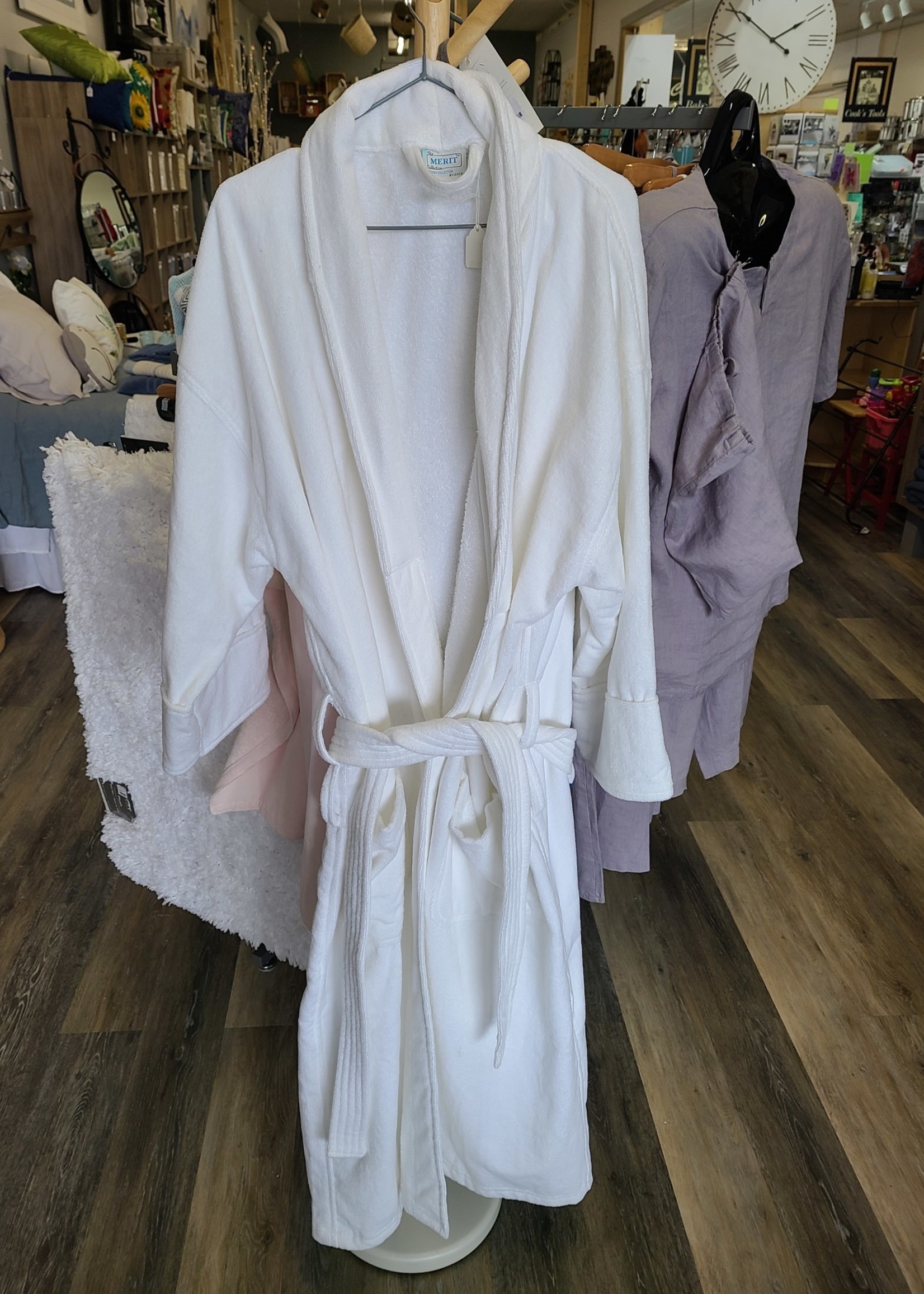 Shatex *Lg/XL White Ribbed Bath Robe-Shatex