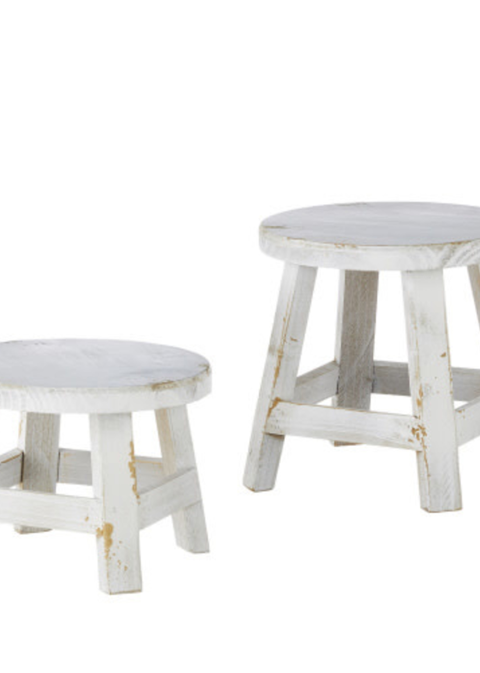 Raz *8" White Distressed Stool Raz-Design