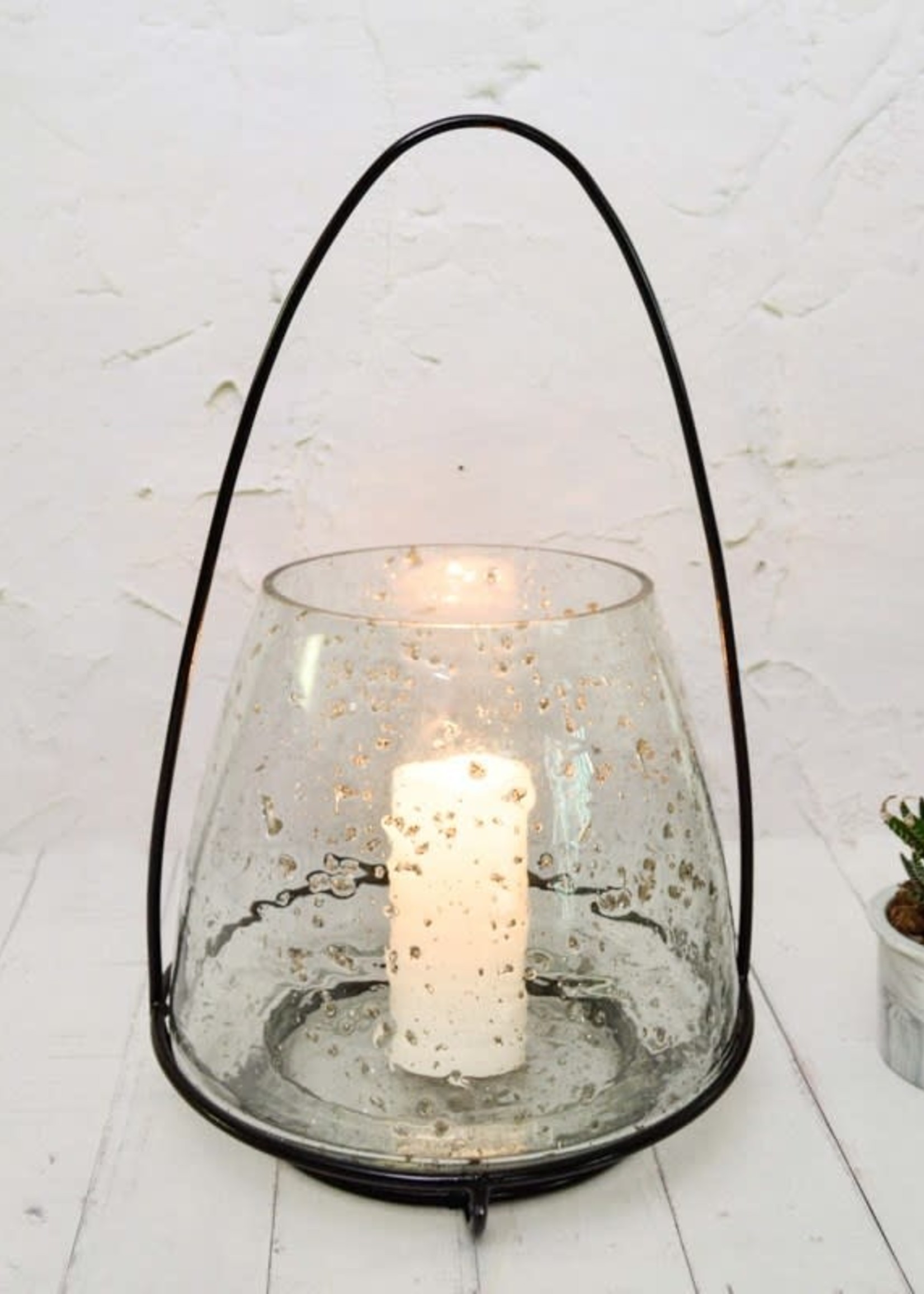 Rosha Living *Lg Dusty Miller Candle Holder w/Black Metal Stand-Rosha