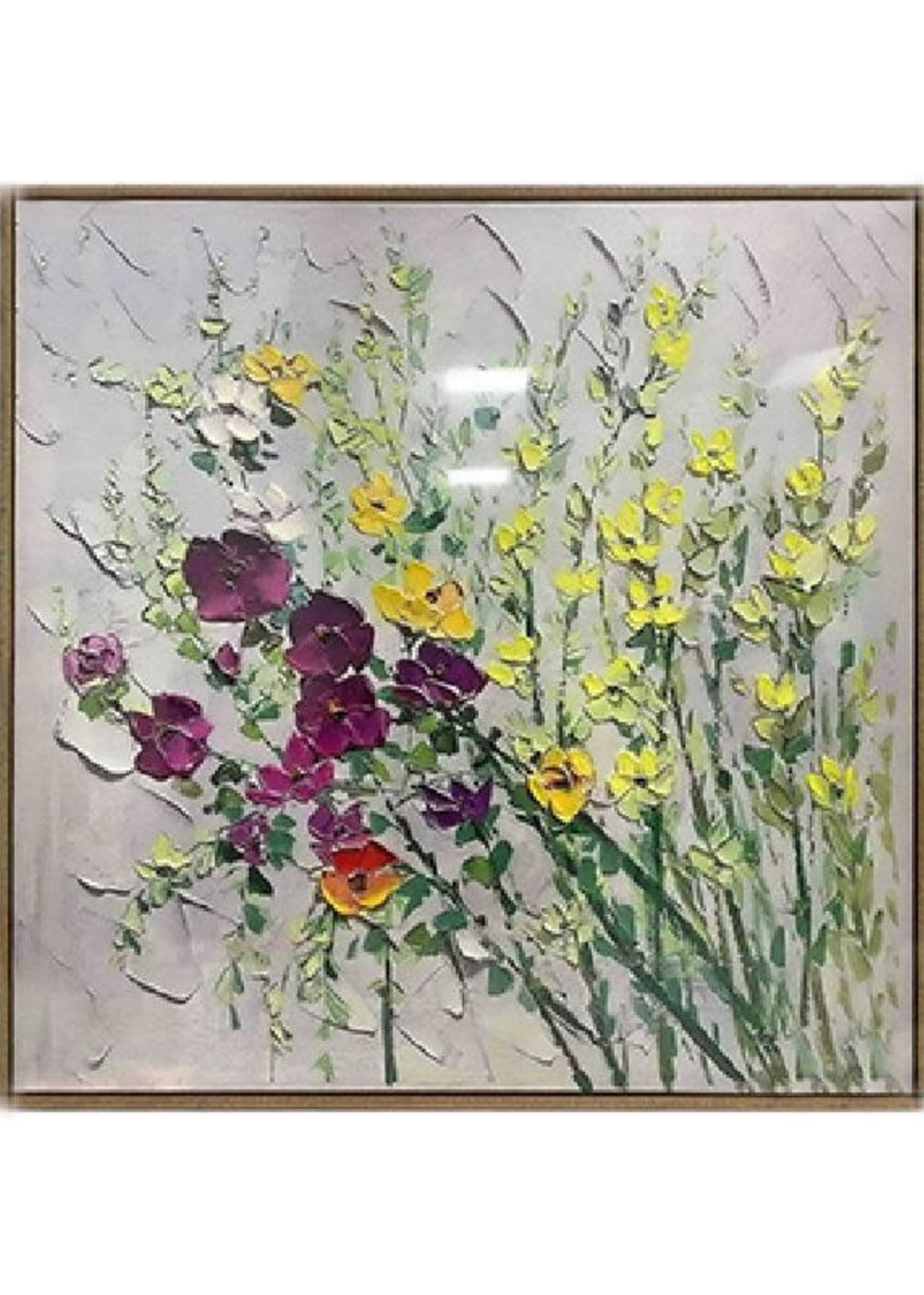 Frans Kopper *Yellow/Dark Purple Floral Textured Picture-Koppers