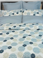 Cuddle Down *Qn Navy/Blue/Tan Medallion Duvet Cover-Cuddle Down