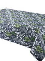 Texstyles Deco *58x78" Grey w/White/Green Fern Leaves Leah Table Cloth-Texstyles