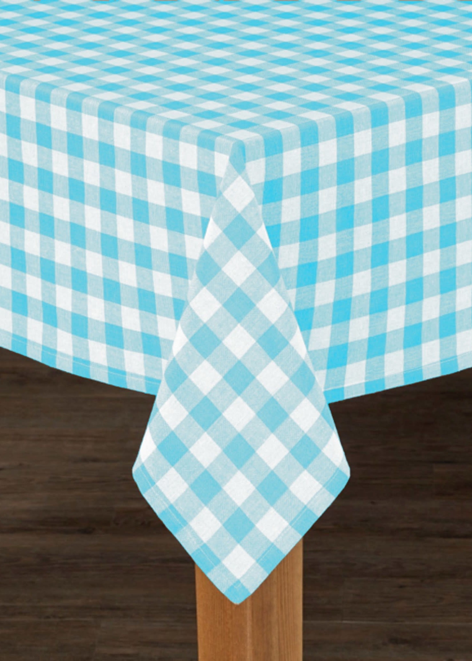 Fabstyles *60x90" Aqua Check Table Cloth-Fabstyles