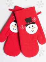 Fabstyles *s/2 Red Snowman Oven Mitts-Fabstyles