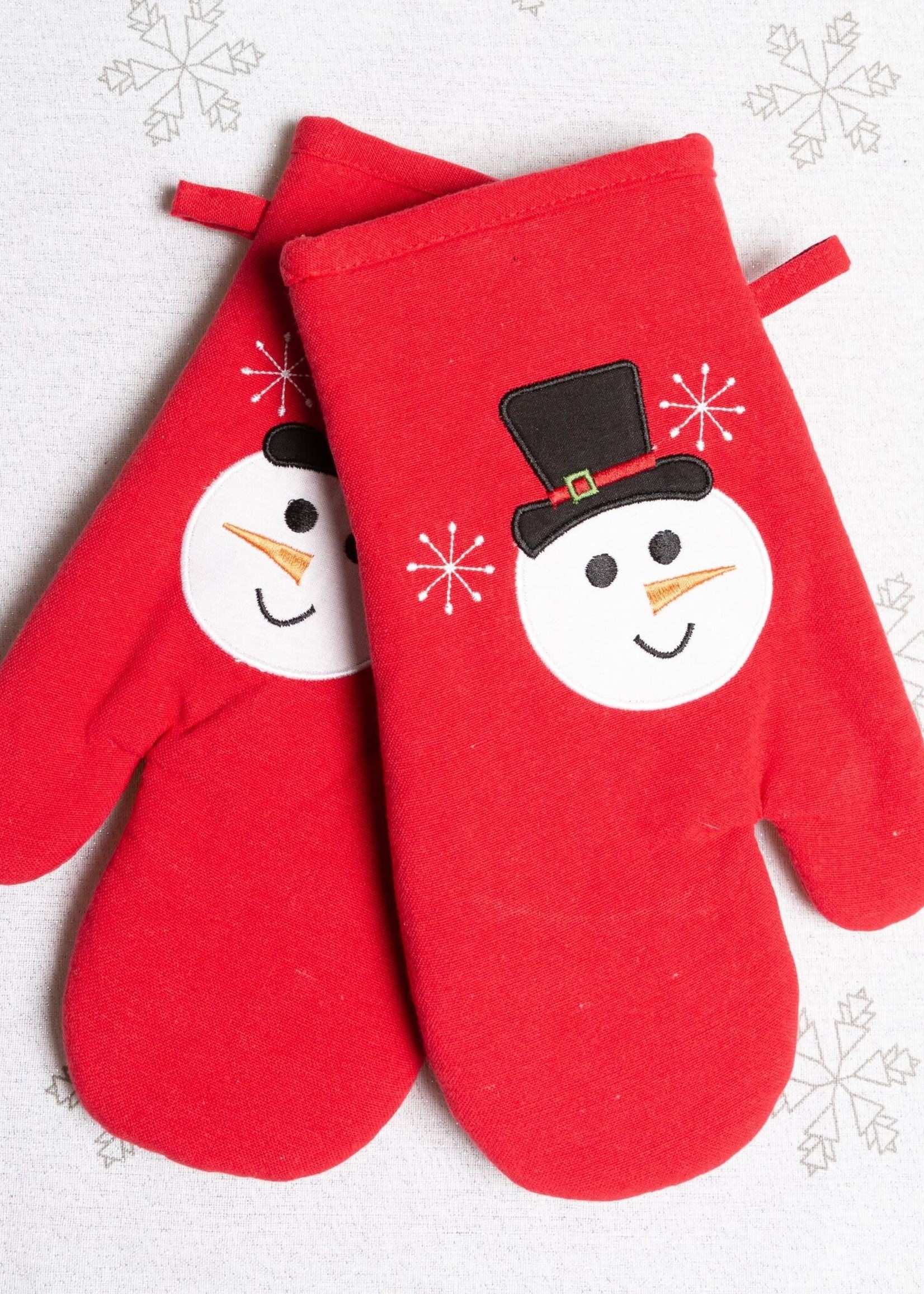 Fabstyles *s/2 Red Snowman Oven Mitts-Fabstyles