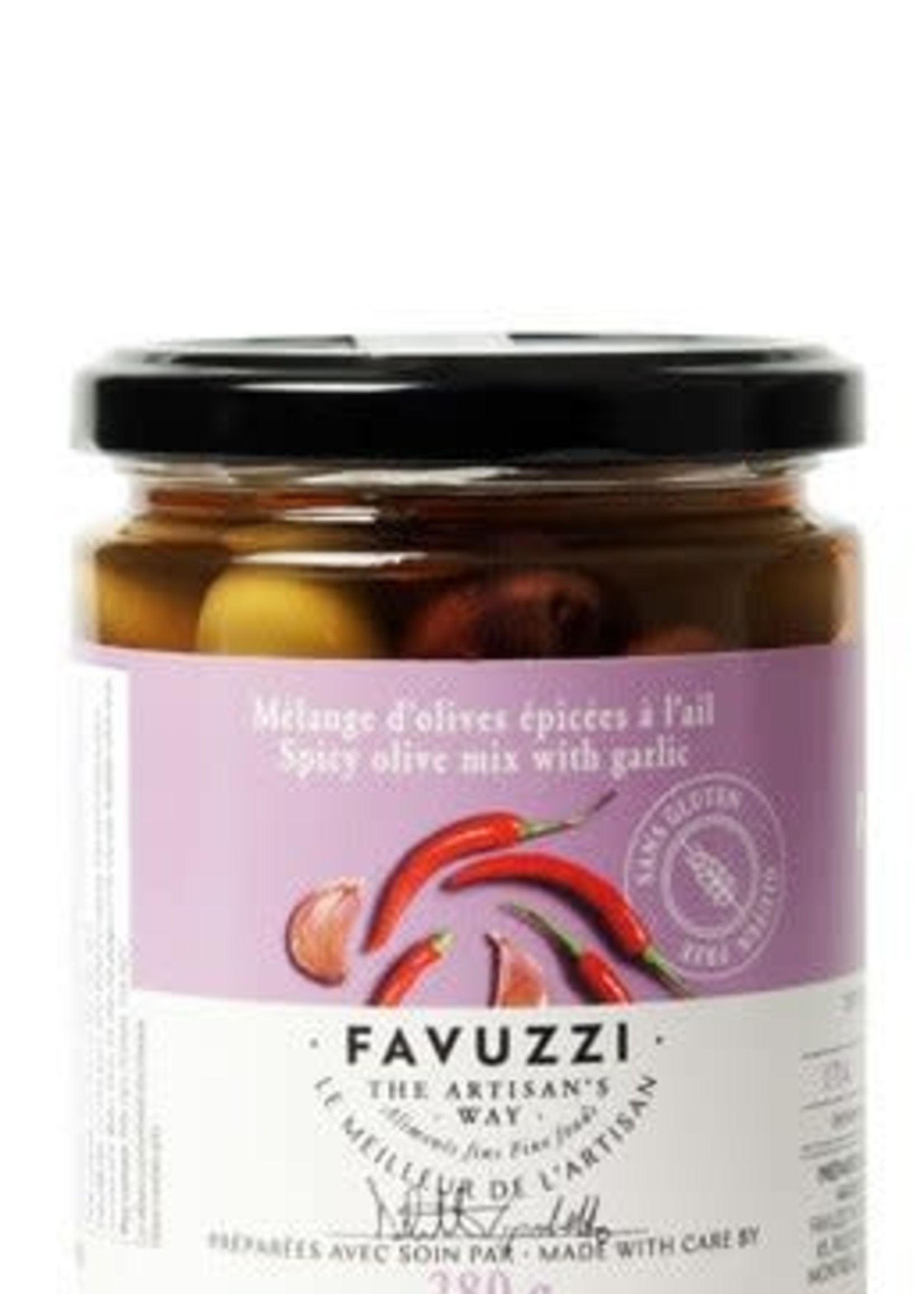 Favuzzi *280gr Spicy Olive Mix w/Garlic-Favuzzi
