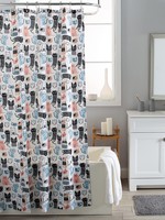 Moda@Home *Multi Cats Fabric Shower Curtain-Moda
