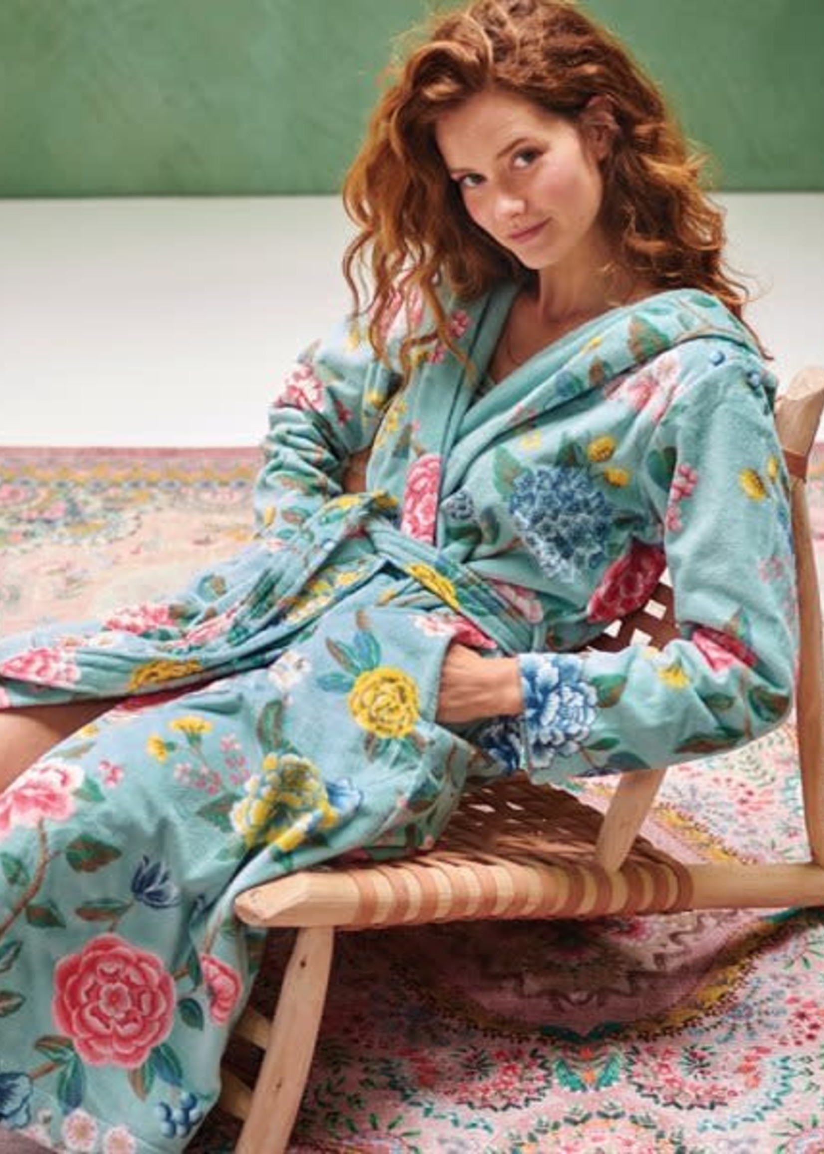 Brunelli *Sm/Md Blue Floral Bathrobe-Brunelli