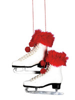 Abbott *pr White Skates w/Red Fur Ornamaent-Abbott*