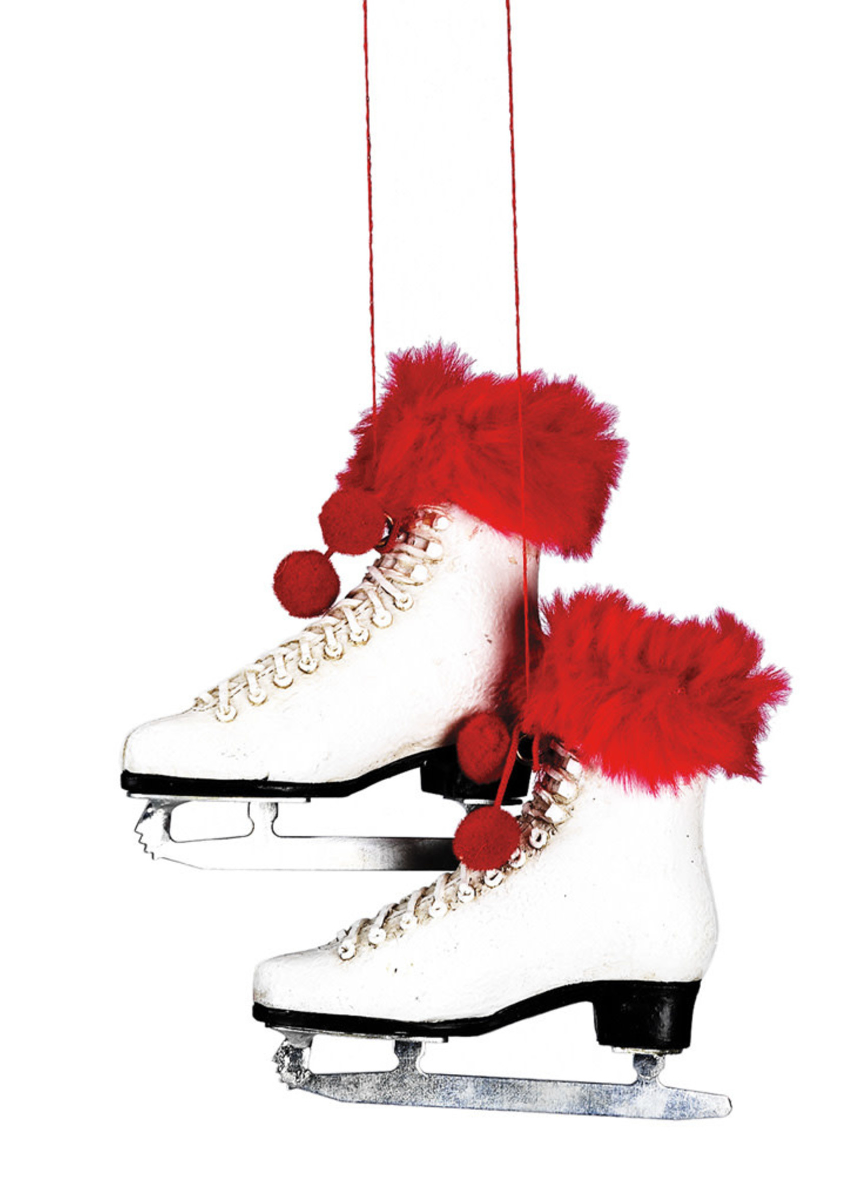 Abbott *pr White Skates w/Red Fur Ornamaent-Abbott*