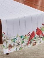 Park Designs *54" Cardinals on White Poinsettia Table Runner-Park