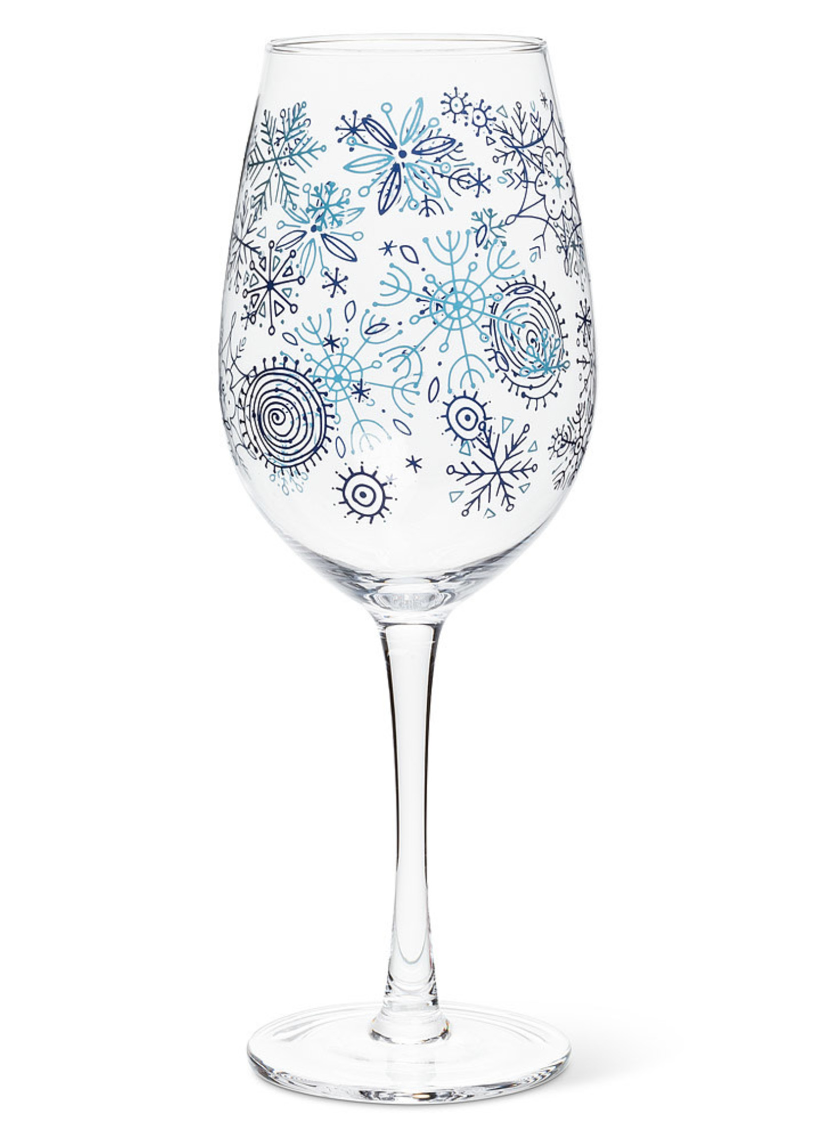 Abbott *9.5" Blue Snowflakes Wine Glass-Abbot*