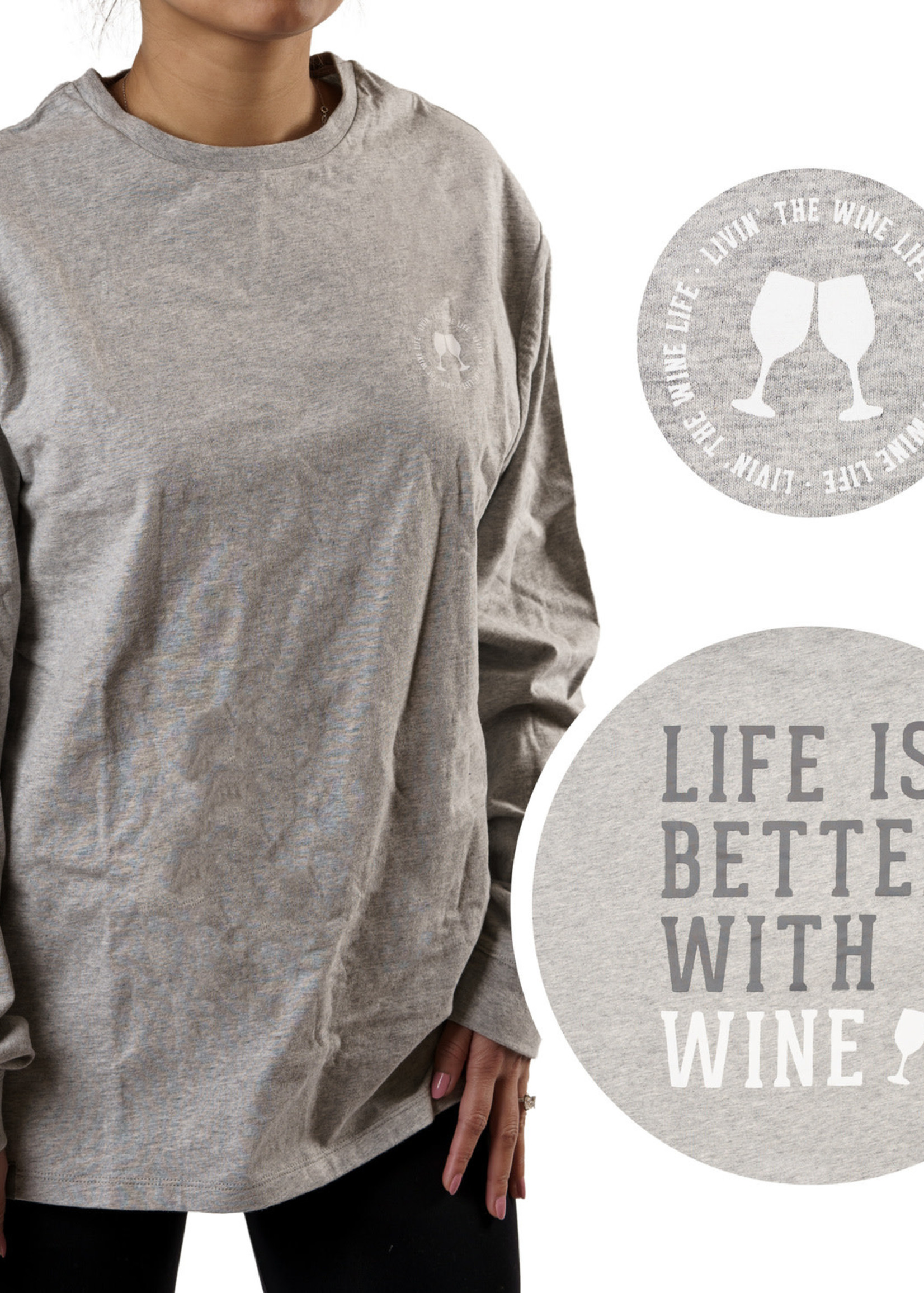 Pavilion *Md Grey Long Sleeved Wine People T-Shirt-Pavilion