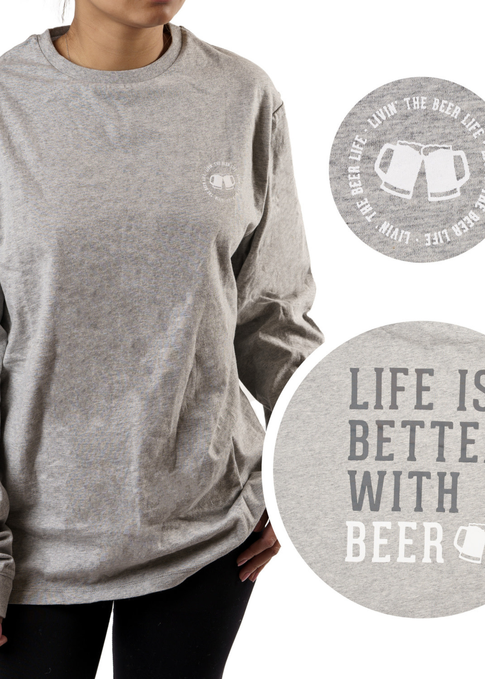 Pavilion *Lg Grey Long Sleeved Beer People T-Shirt-Pavilion