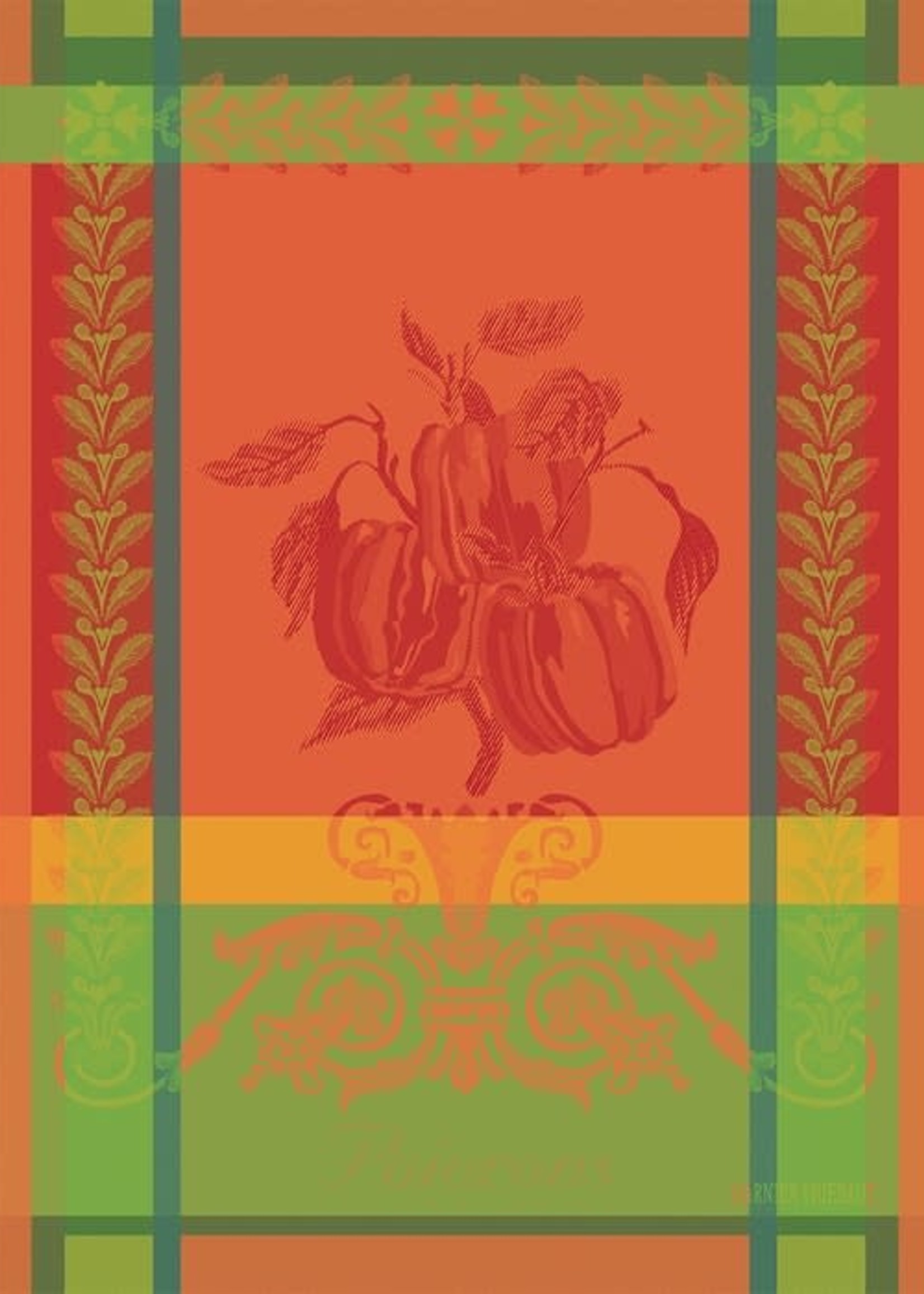 Garnier Thiebaut Linens *Multi Orange/Green Pepper Poivron Tea Towel-Garnier