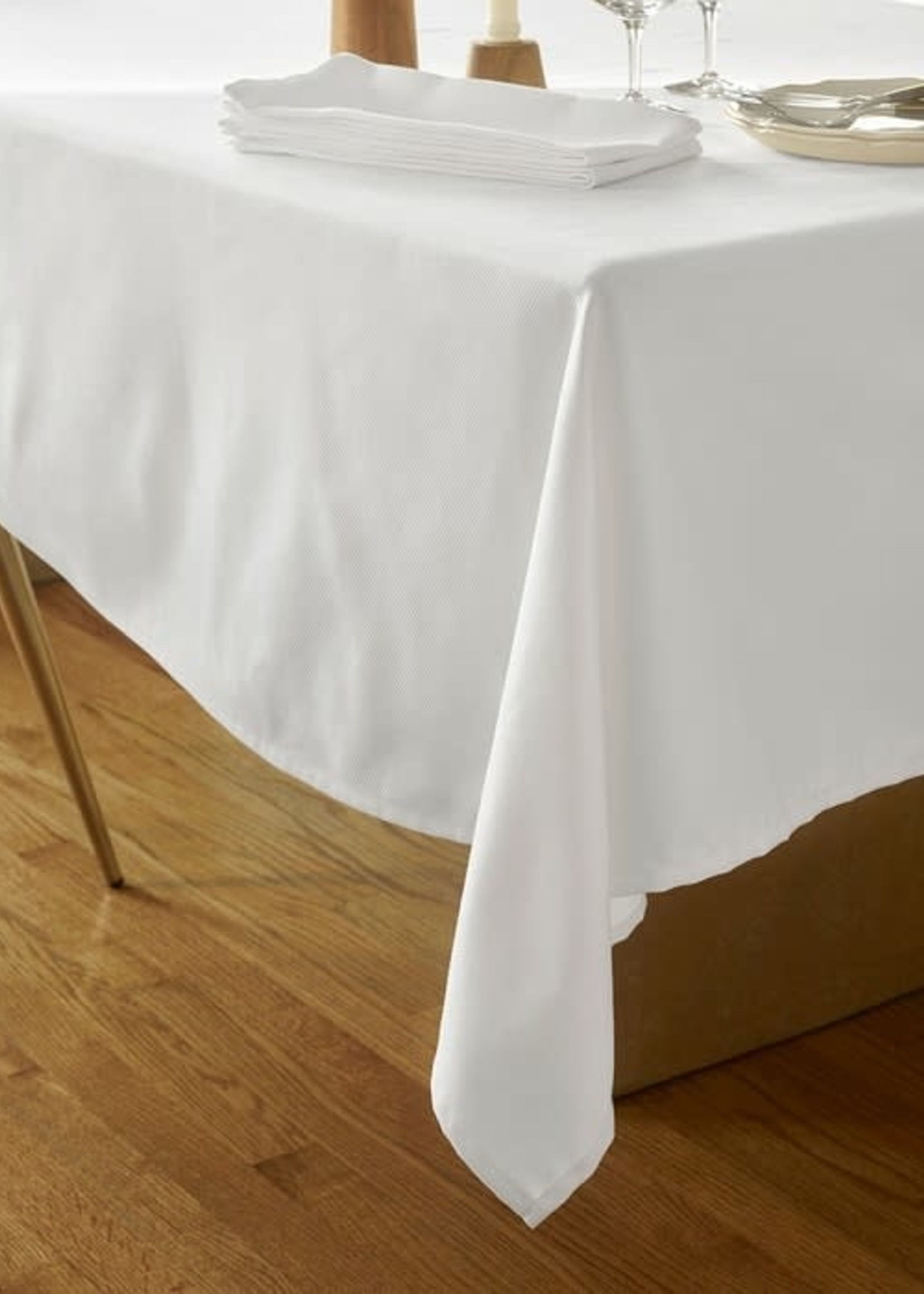 Garnier Thiebaut Linens *72" Square White Partridge Eye Tablecloth-Garnier