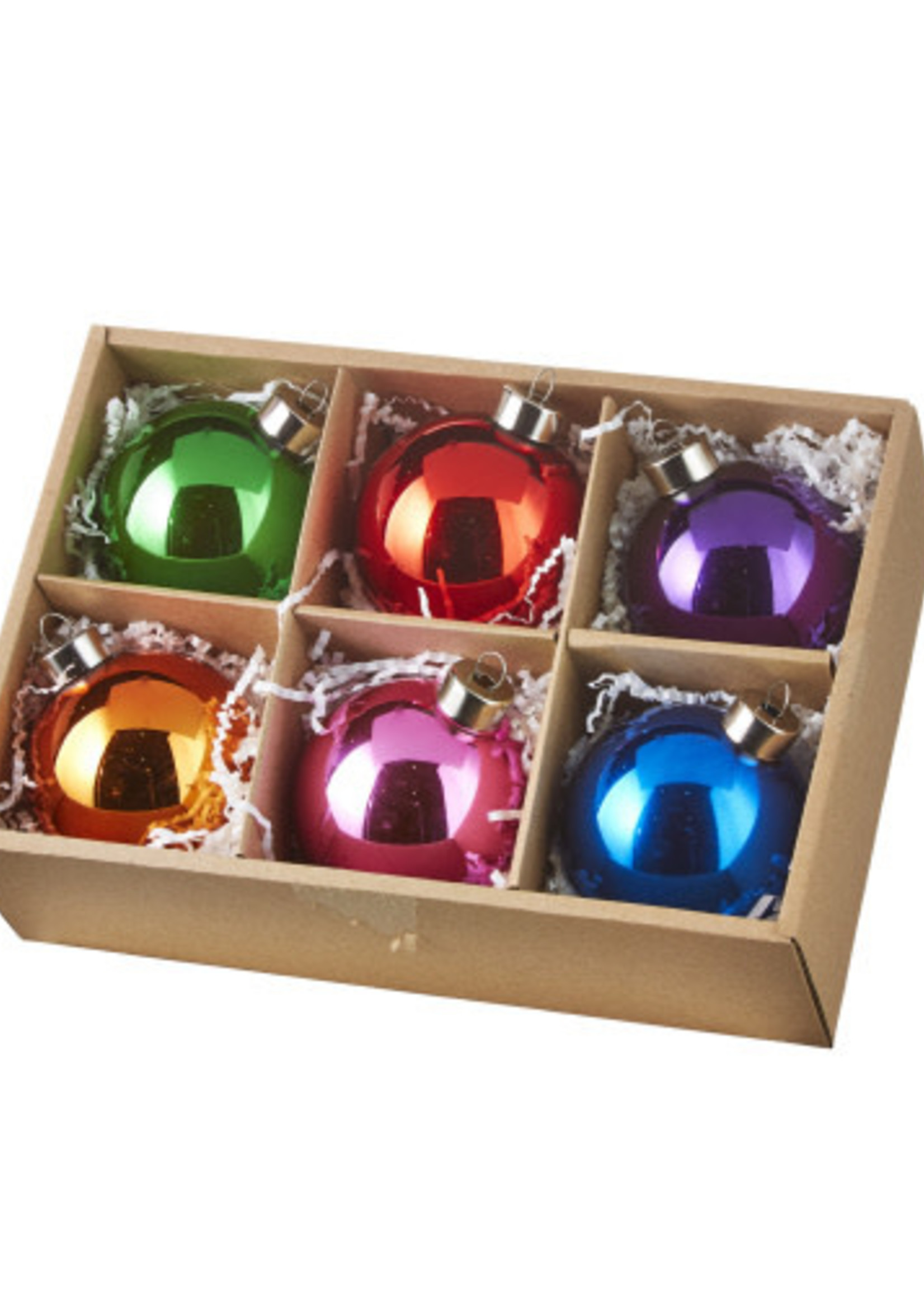 Raz *bx/6 Multi Coloured Glass Ornaments Raz-Design*