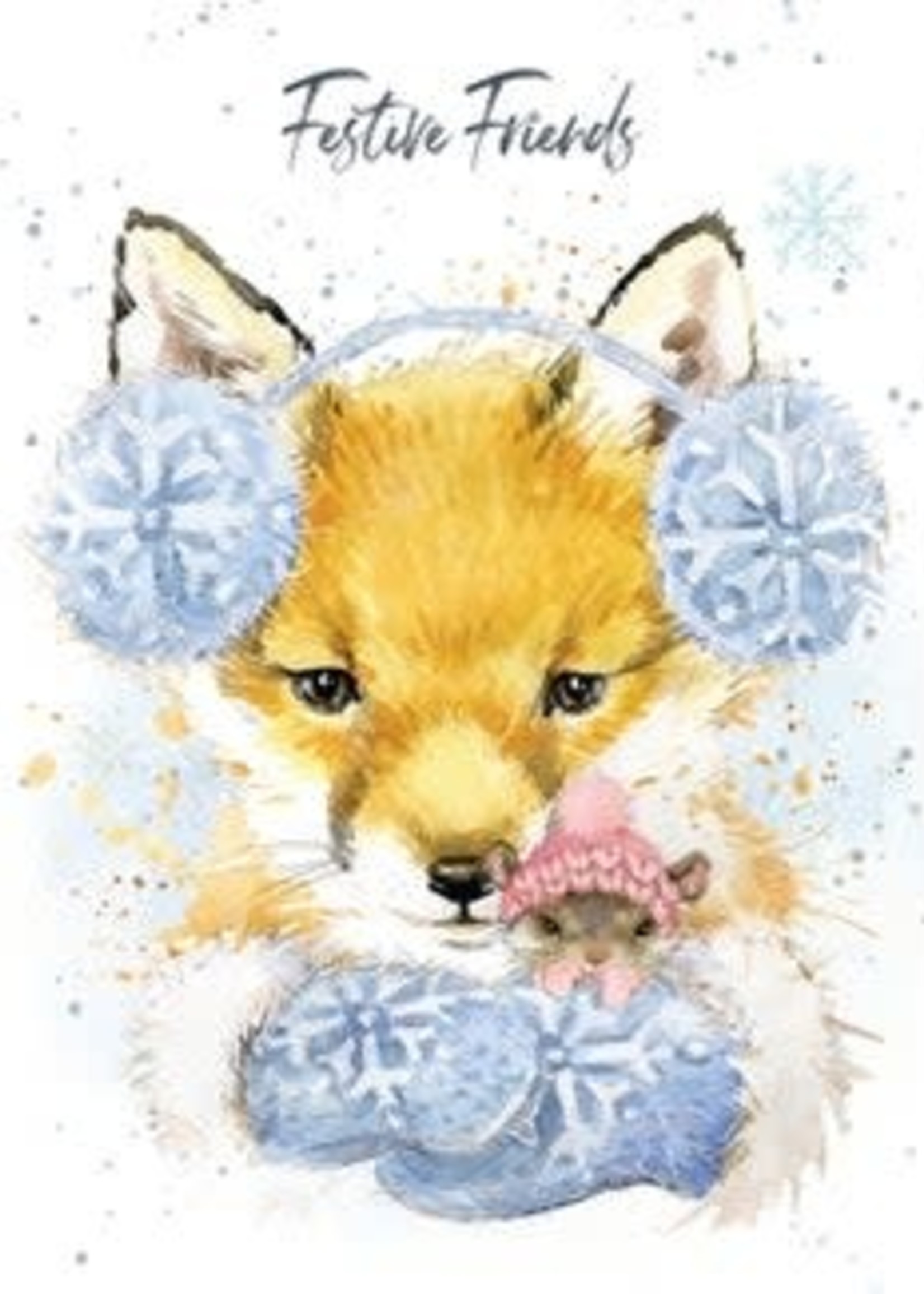 Hopper Studios *Festive Friends Fox/Mice Christmas Card-Bella Flor