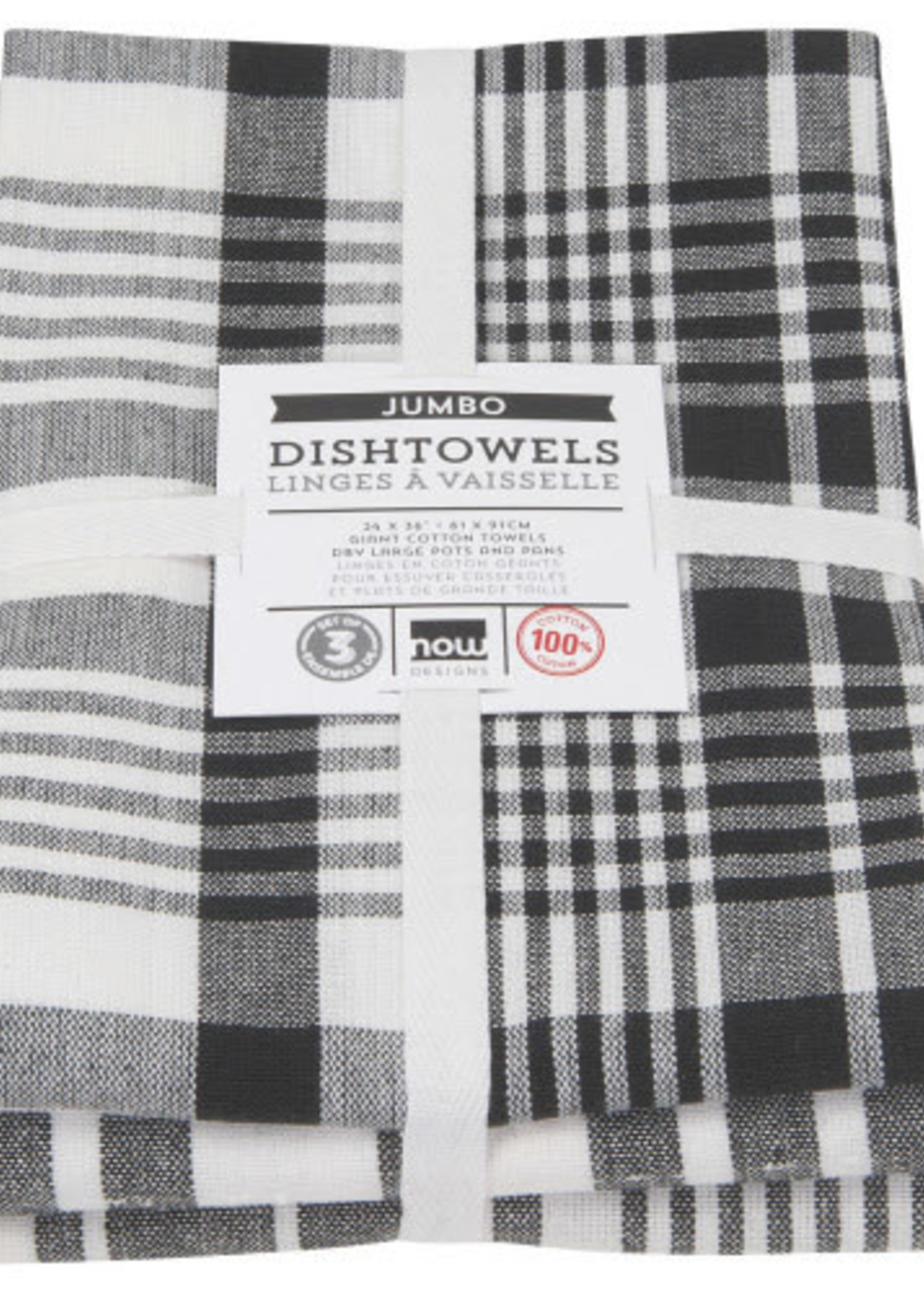 Danica *s/3 Black/White Jumbo Tea Towels-Danica