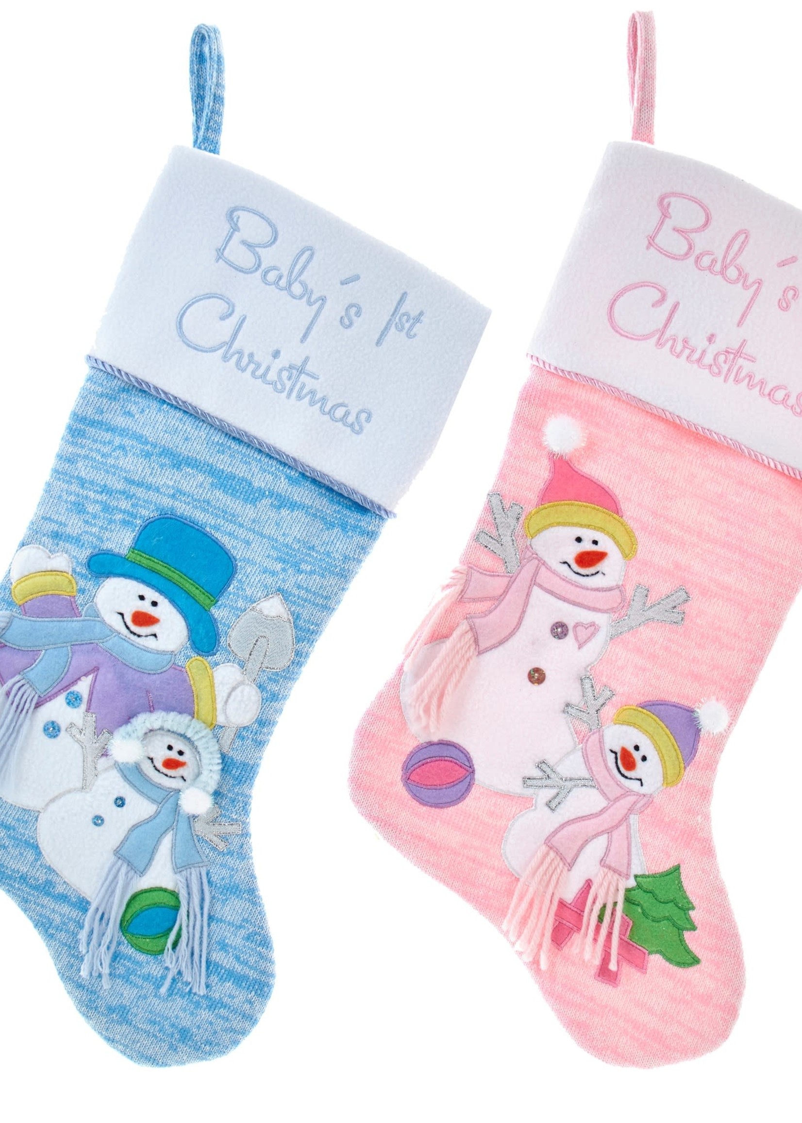 Kurt Adler *Blue or Pink Baby's First Christmas Stocking Kurt Adler-Candym